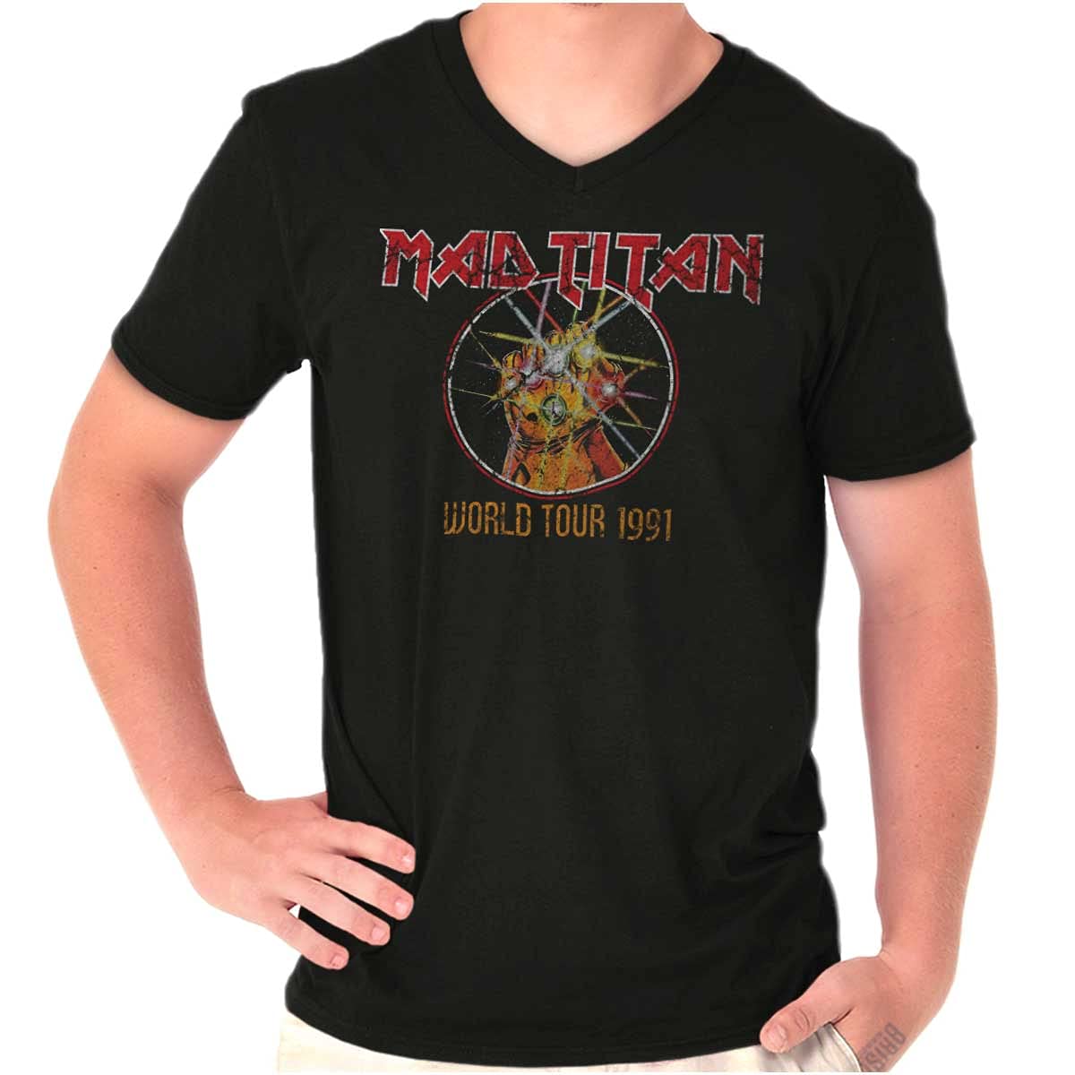 Villain World Tour Comic Book Nerd V-Neck T-Shirt for Men & Women - Graphic Novel Tee for Superhero Fans, Casual Wear & Comic Con Events