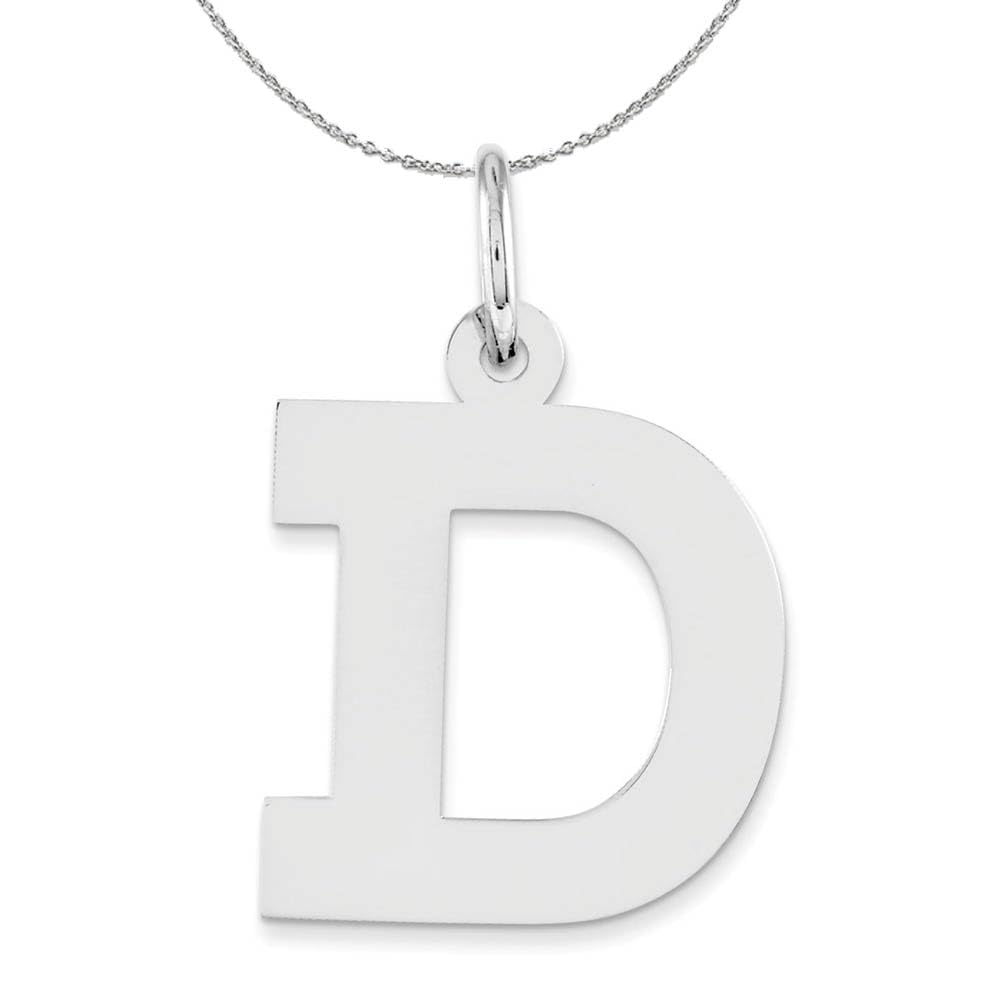 Black Bow Silver Initial D Necklace - Medium Block Style for Gifts & Fashion