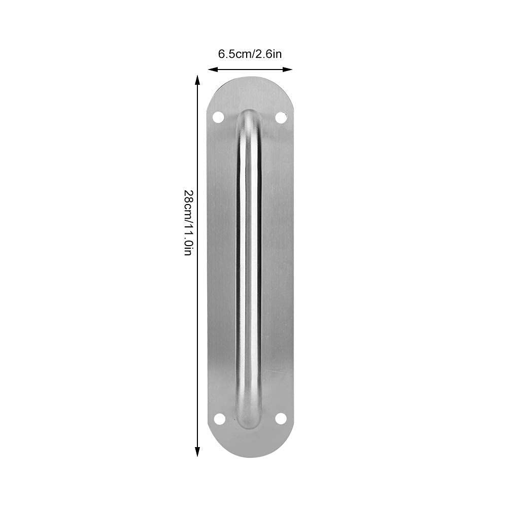 Stainless Steel Commercial Door Handle - Heavy Duty Push and Pull Plate with Screws for Fire Doors, Malls & Supermarkets (Oval L) - Ideal for High Traffic Entrances, Office Buildings & Retail Stores