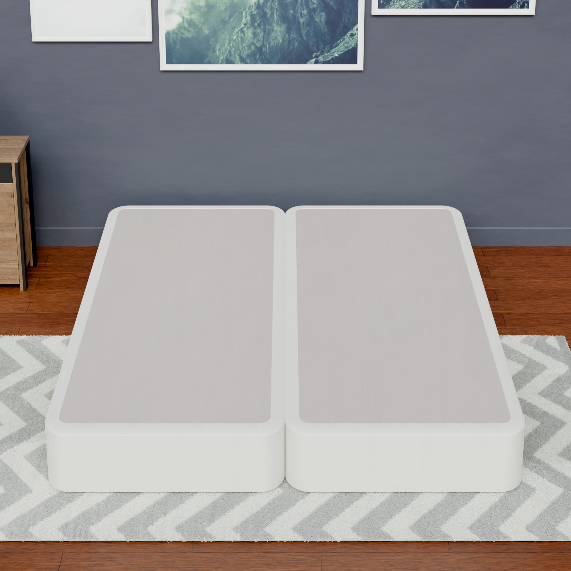 8-Inch Sturdy Split Box Spring for Full Mattress Support - Durable Natural Wood Foundation, Fully Assembled - Perfect for Bedroom, Guest Room & Dorm Use