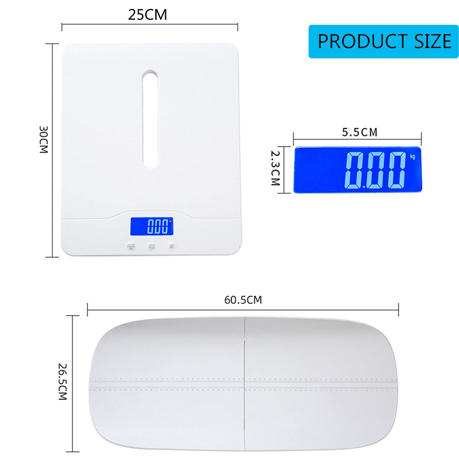 Digital Baby Scale & Toddler Scale with Large LCD Display - 220lb Capacity, 10g Accuracy, 0-60cm Height Measurement - Multi-Function for Infants, Kids & Pets (White) | Perfect for Home Use, Pediatric Checkups & Pet Weight Tracking