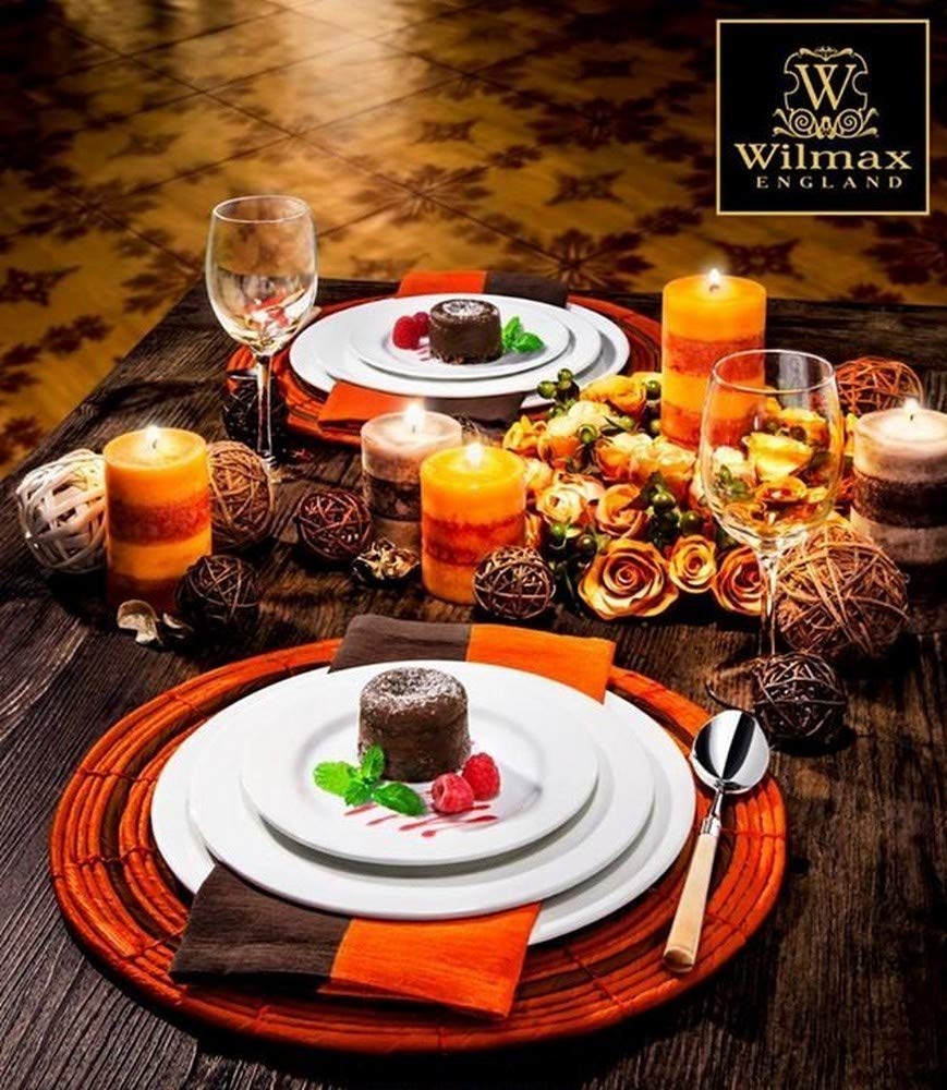 Wilmax 12-Piece White Porcelain Dinner Plate Set (7 Inch) - Premium English Fine China, Dishwasher & Microwave Safe - Elegant Tableware for Restaurants, Weddings & Everyday Dining