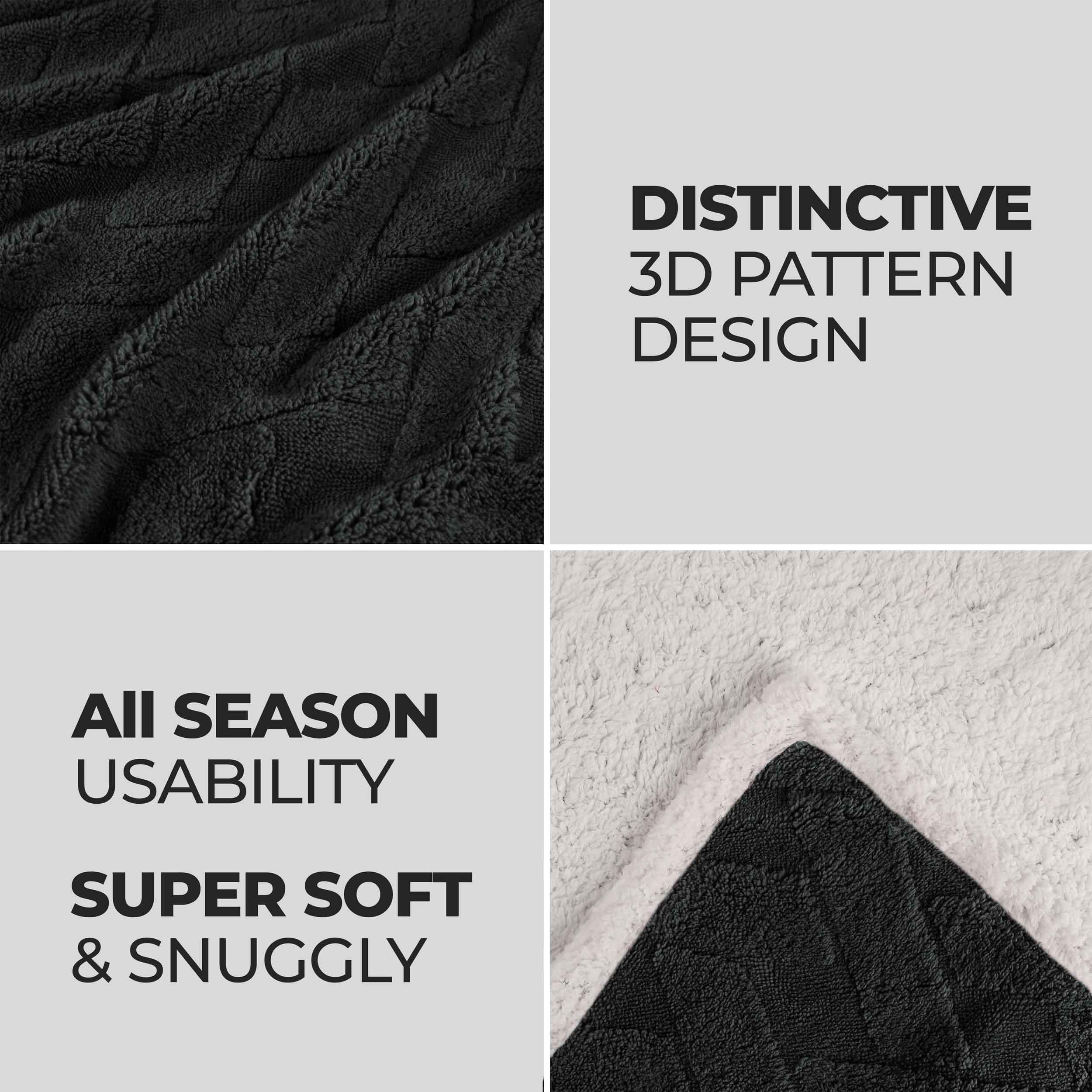 Nuuk Reversible Jacquard Lattice Plush Sherpa Fleece Blanket - Ultra Soft & Warm Winter Throw for Couch, Bed & Travel - Cozy Home Decor Gift for Christmas & Cold Weather