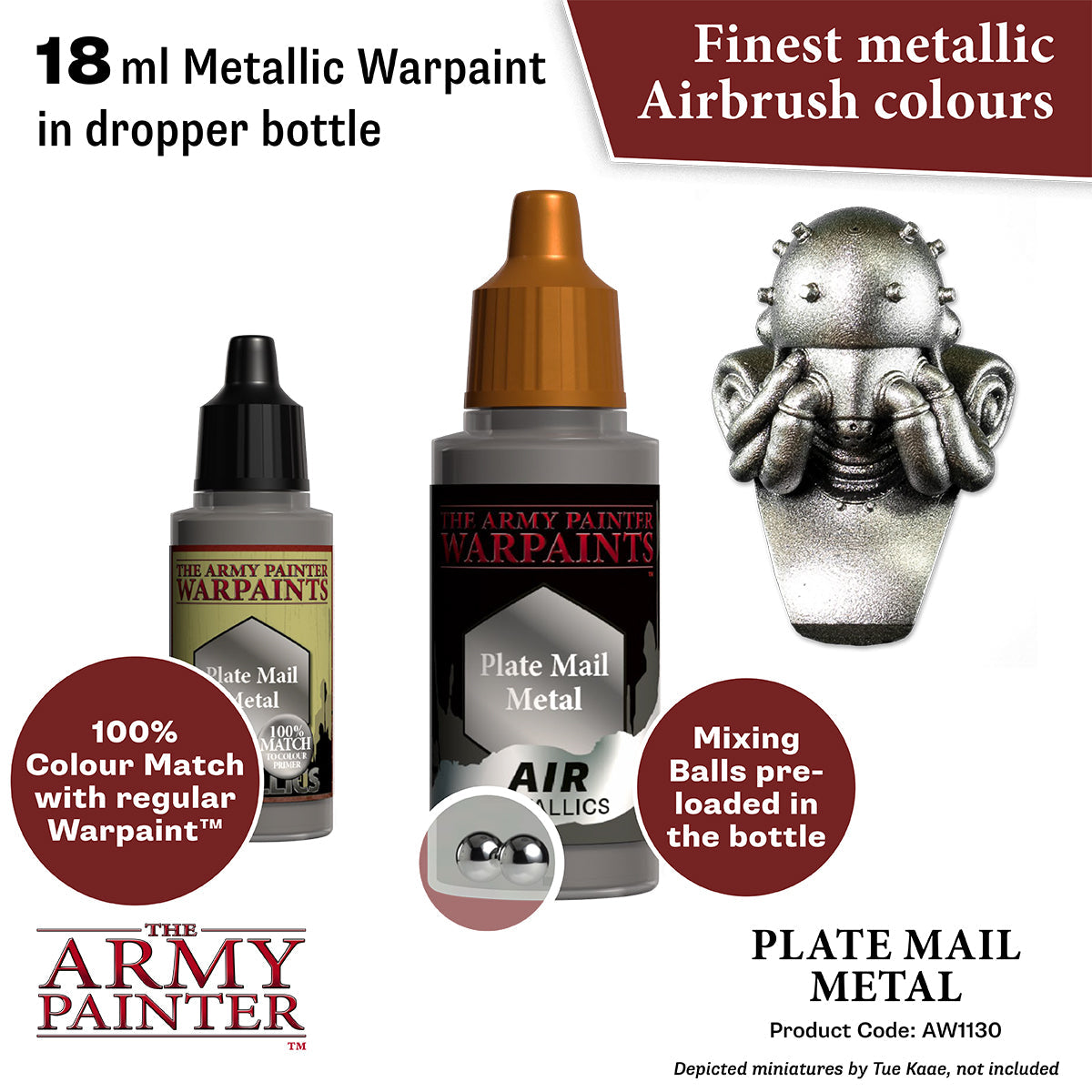 Warpaints Air Metallics: Plate Mail Metal Paint - High-Quality Metallic Acrylic Paint for Miniatures & Models - Perfect for Warhammer, D&D, and Tabletop Gaming