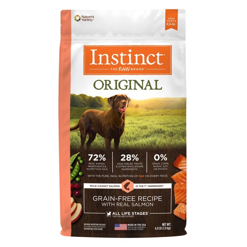 Instinct Original Grain Free Dry Dog Food with Real Salmon - 20lb Bag for Adult Dogs - High Protein & Natural Ingredients for Healthy Skin & Coat - Perfect for Active & Large Breed Dogs