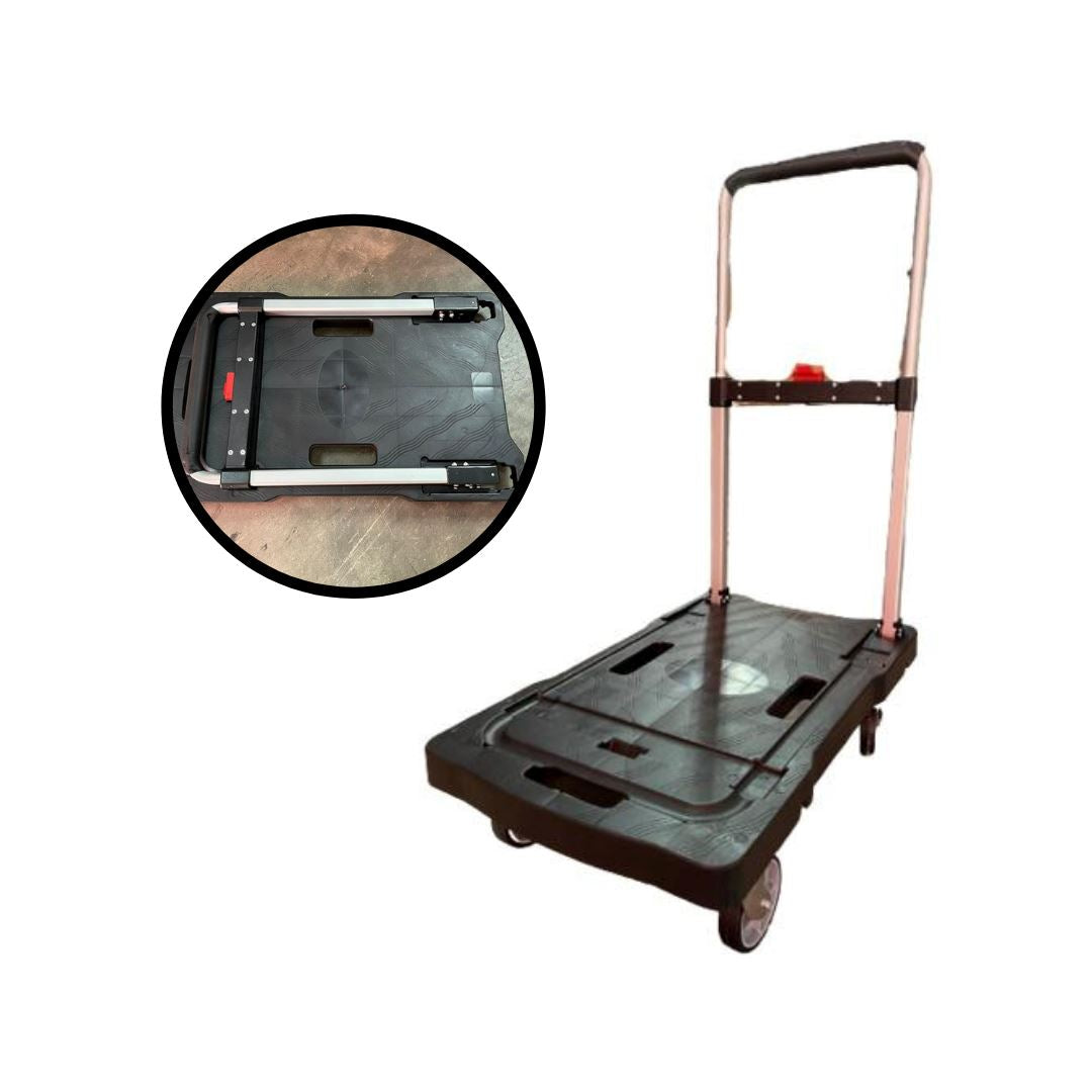 Aiko 150kg Heavy Duty PVC Silent Foldable Trolley Cart - Black (Model TRL DL150 SF) | Perfect for Warehouse, Home, Office & Industrial Use