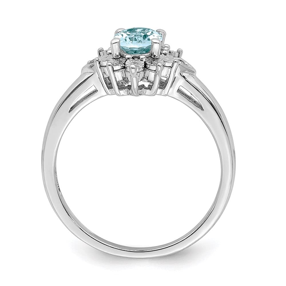 925 Sterling Silver Diamond & Blue Topaz Engagement Ring (0.84ct) - Elegant Promise Ring for Women, Wedding Proposal, Anniversary Gift - Perfect for Valentine's Day & Special Occasions