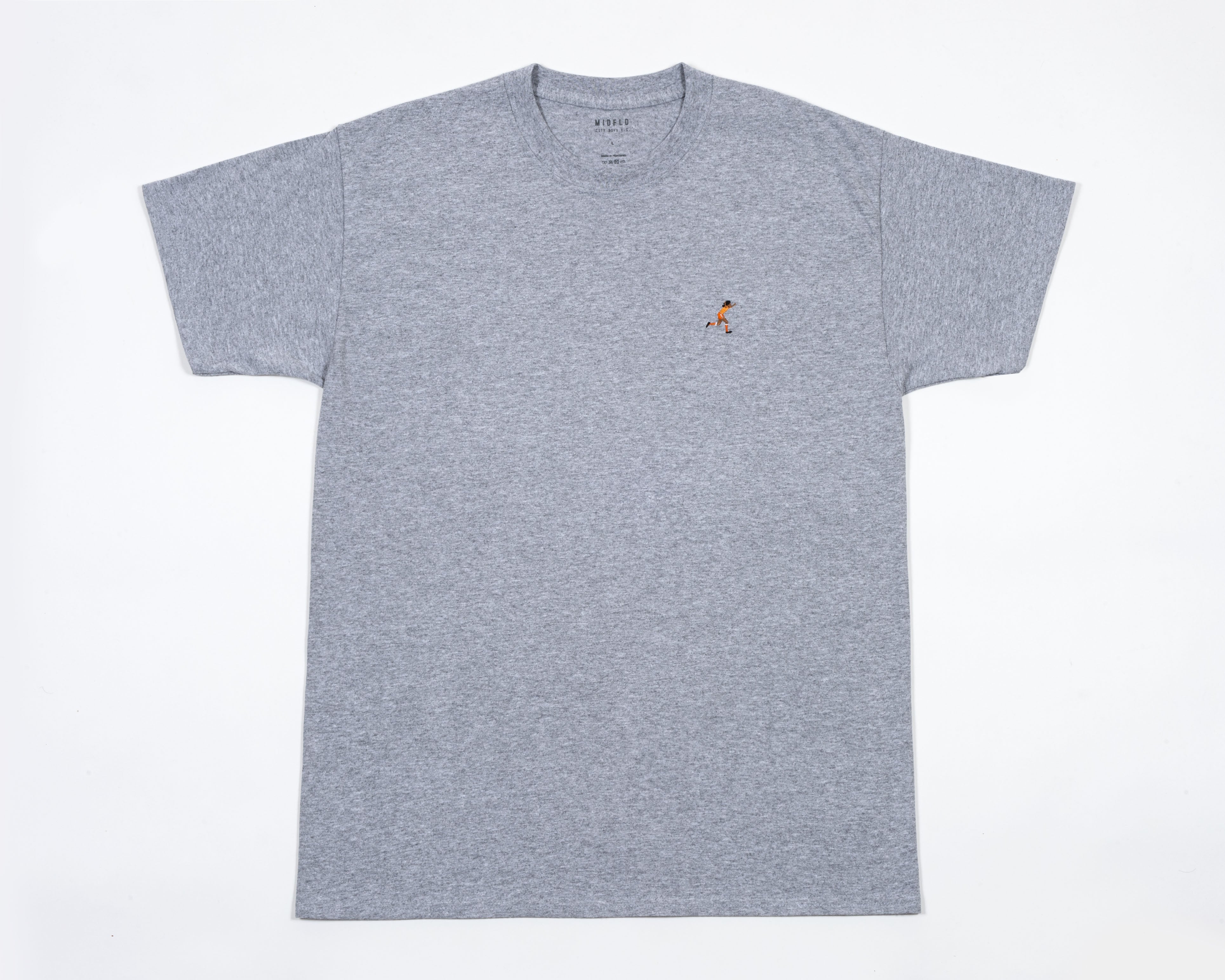 MIDFLD x CITY BOYS FC Black Tulip Embroidered T-Shirt for Men - Grey Cotton Streetwear Tee - Perfect for Casual Outfits, Urban Fashion & Soccer Fan Apparel