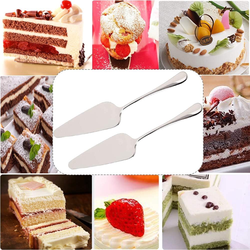 Premium KSENDALO SUS304 Stainless Steel Pie Server Set of 5 - 9.05 Inch Small Silver Cake Spatula for Cutting & Serving Pies, Cakes, Pizzas & Desserts - Ideal for Weddings, Birthday Parties, Buffets & Catering Events