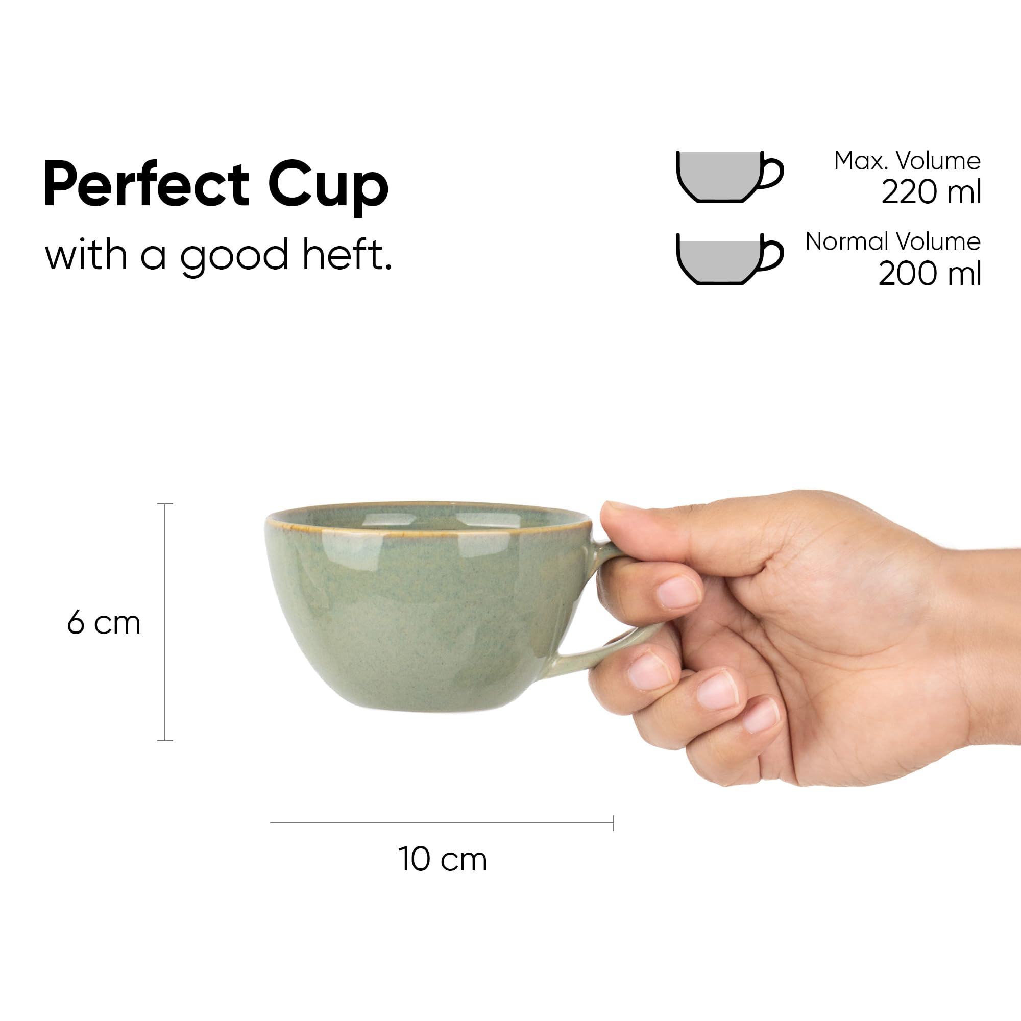 Shay Ceramic Coffee Mug and Saucer Set - 250ml, Pista Green, Glossy Finish, Microwave Safe Porcelain Cup for Coffee, Tea & Hot Drinks - Perfect for Home, Office & Cafe Use