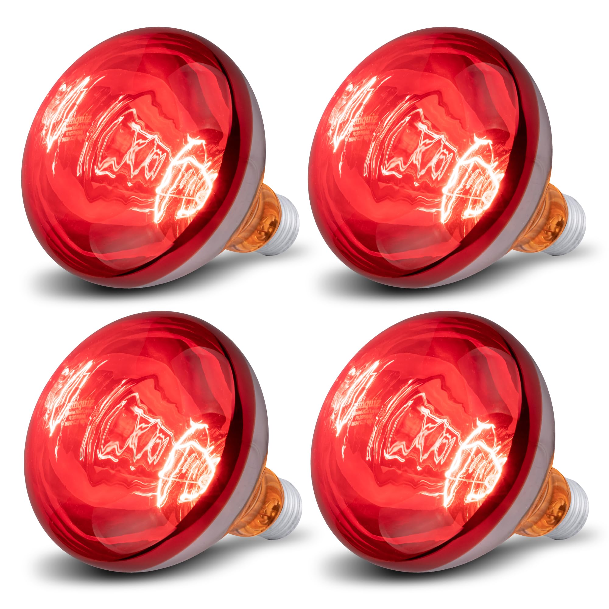 4 Pack 250W R40 Infrared Heat Lamp Bulbs - Brooder Heat Lamps for Chickens, Pet Heating, Light Therapy - Perfect for Poultry Coops, Reptile Terrariums, Bathroom Heating & Food Warming