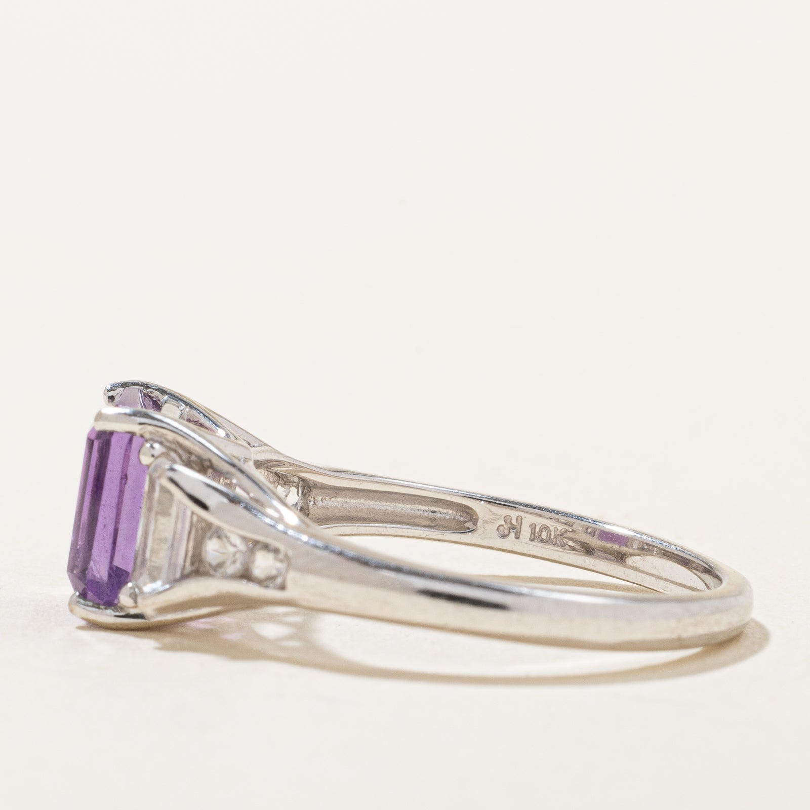 Three Stone Amethyst & Sapphire Ring - 1.50ct Amethyst & 0.60ctw Sapphire - Size 7 - Elegant Purple & Blue Gemstone Jewelry for Women - Perfect for Engagement, Anniversary & Special Occasions