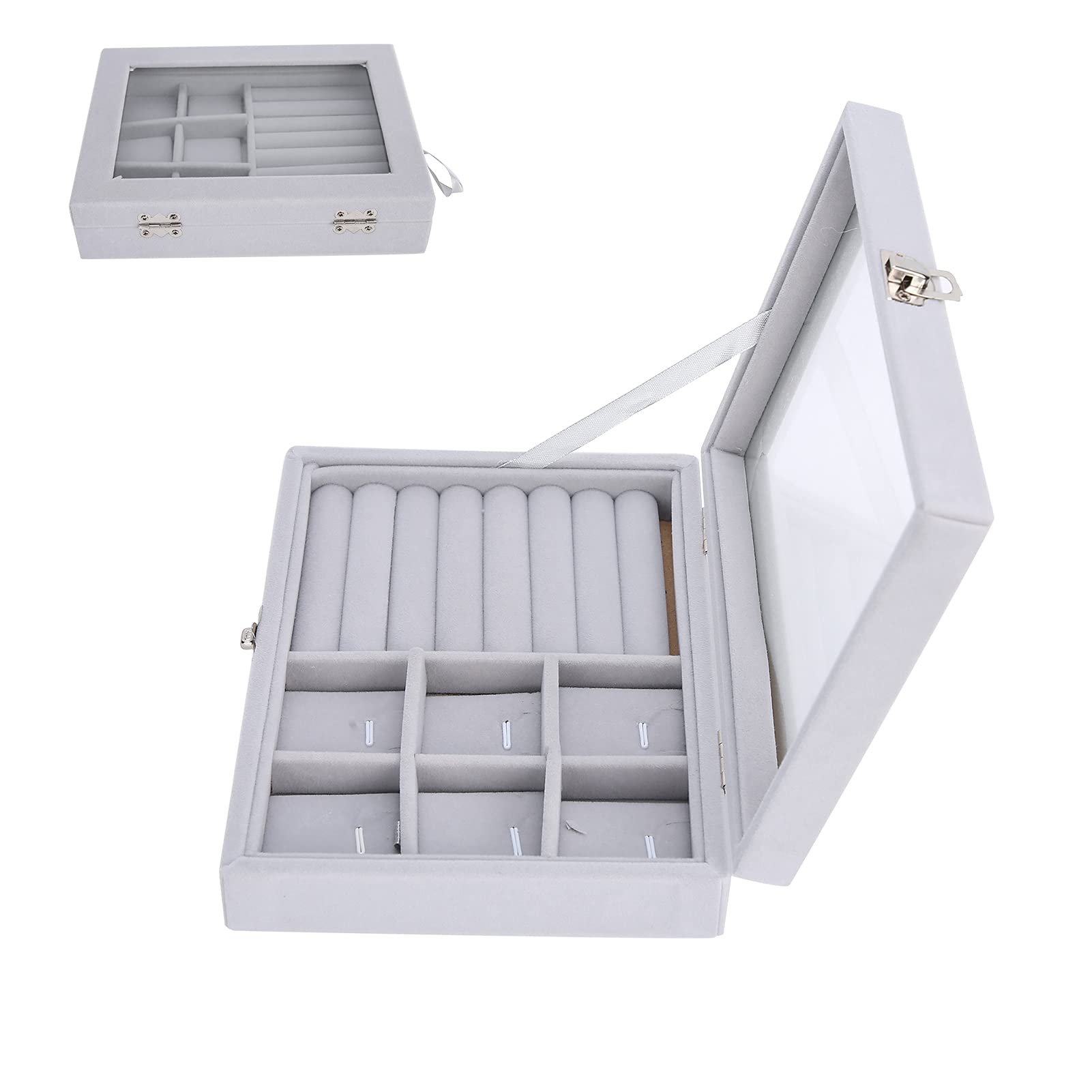 Premium Flannelette Jewelry Organizer - Transparent Storage Box for Women's Necklaces, Rings & Earrings | Perfect for Travel, Home & Store Display