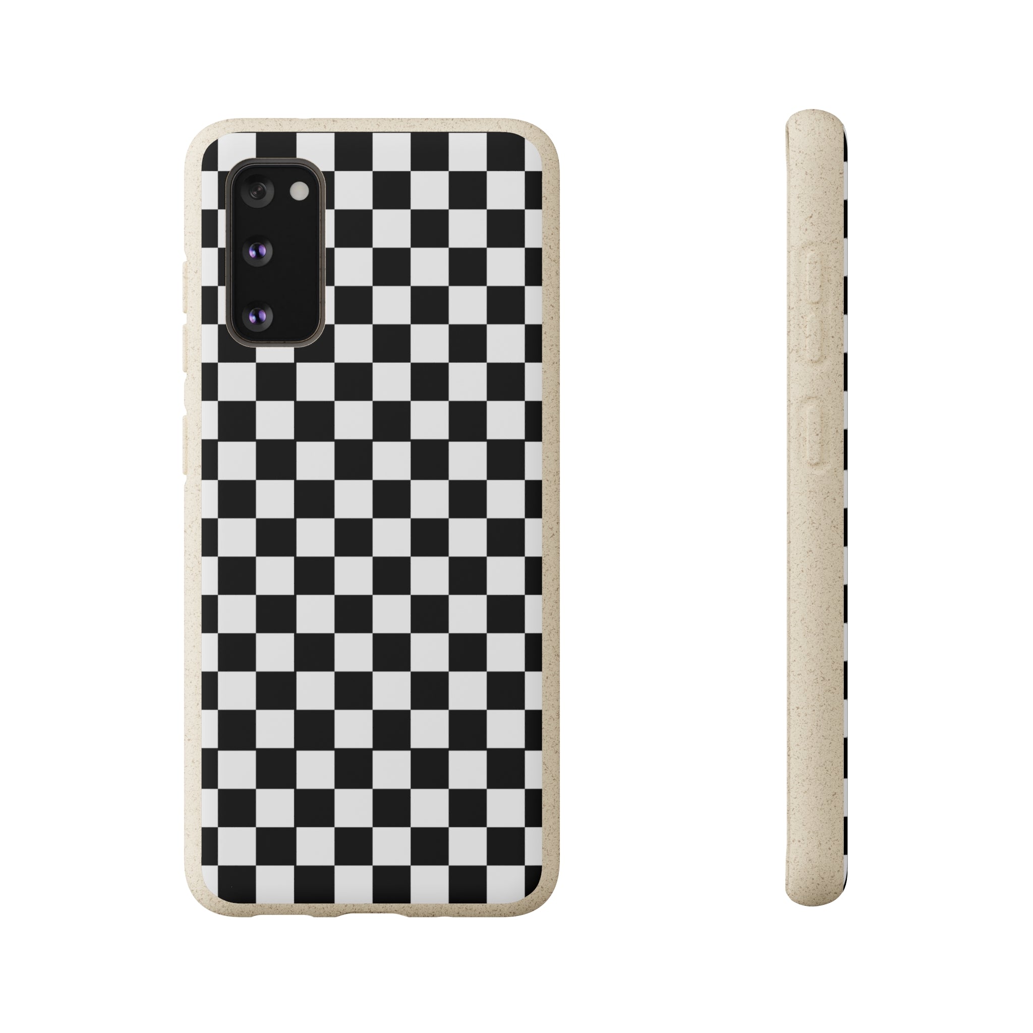 Eco-Friendly Biodegradable Checkered Phone Case for iPhone & Samsung - Perfect for Everyday Use & Outdoor Activities