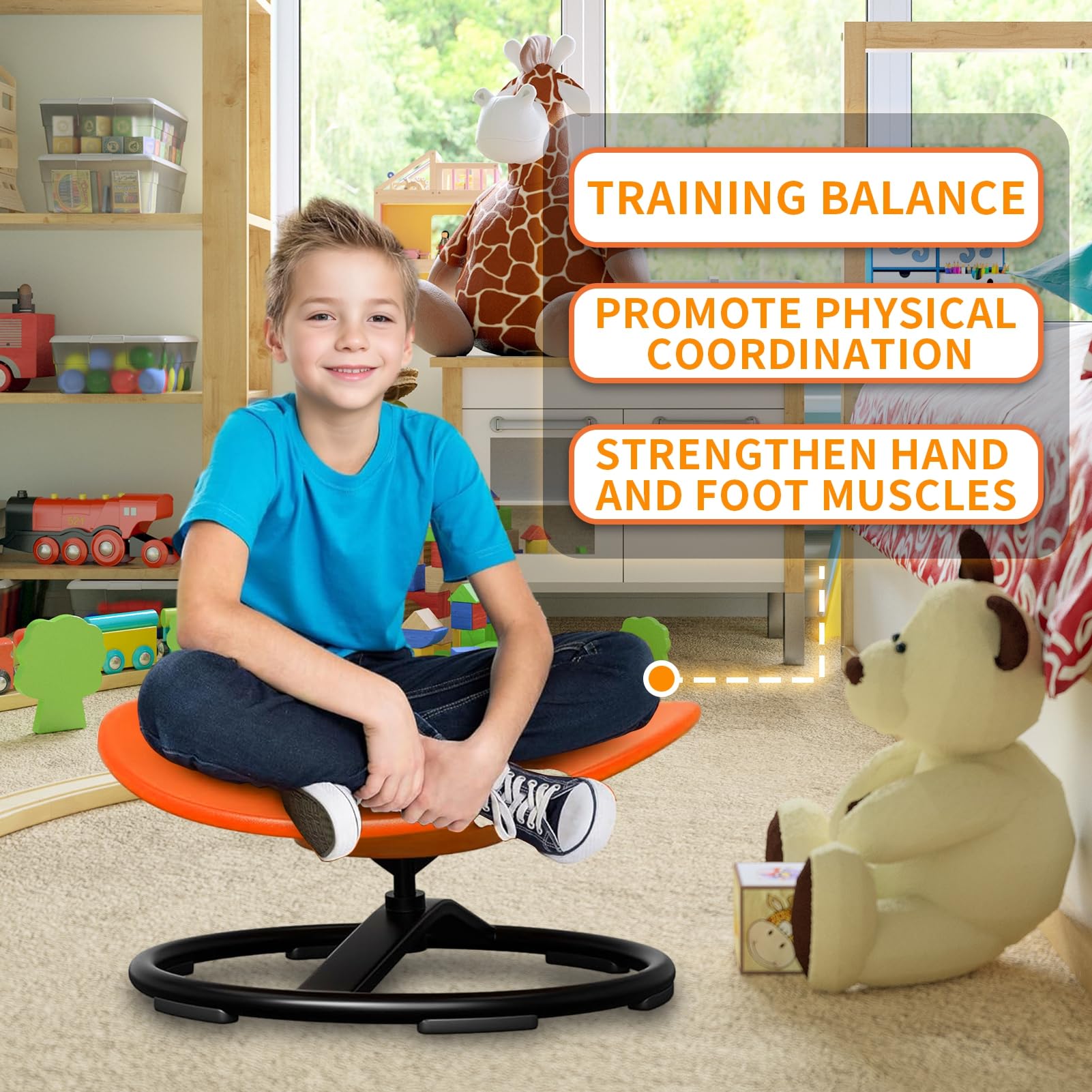 Sensory Spinning Chair for Autistic Kids - Egg Shape Swivel Chair for Body Coordination & Focus - Perfect for Sensory Rooms, Classrooms & Home Therapy