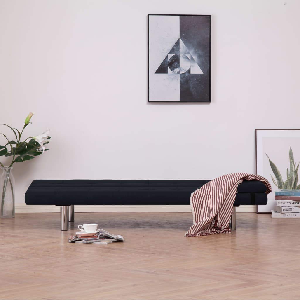CHARMMA Convertible Sofa Bed with 2 Pillows - Black Fabric Upholstery, 19.5KG Weight - Perfect for Small Apartments, Guest Rooms & Home Offices