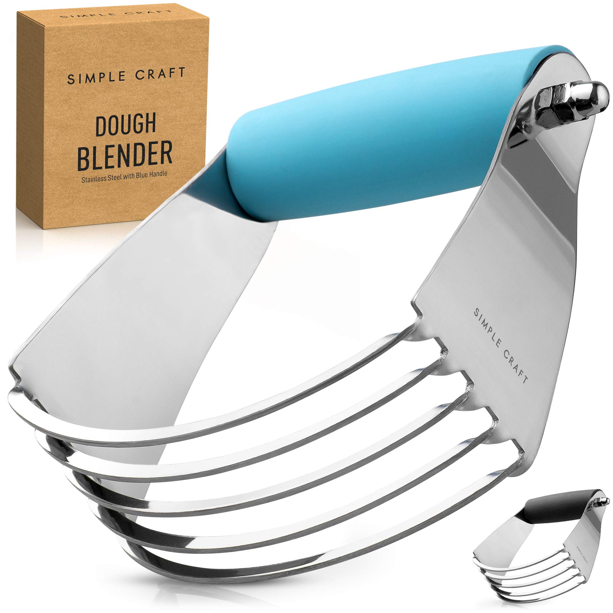 Premium Stainless Steel Pastry Cutter & Dough Blender - Heavy Duty Baking Tool with Comfortable Grip Handle for Mixing Butter, Flour, Cookies - Perfect for Pies, Pastries, Biscuits & Homemade Desserts (Blue)