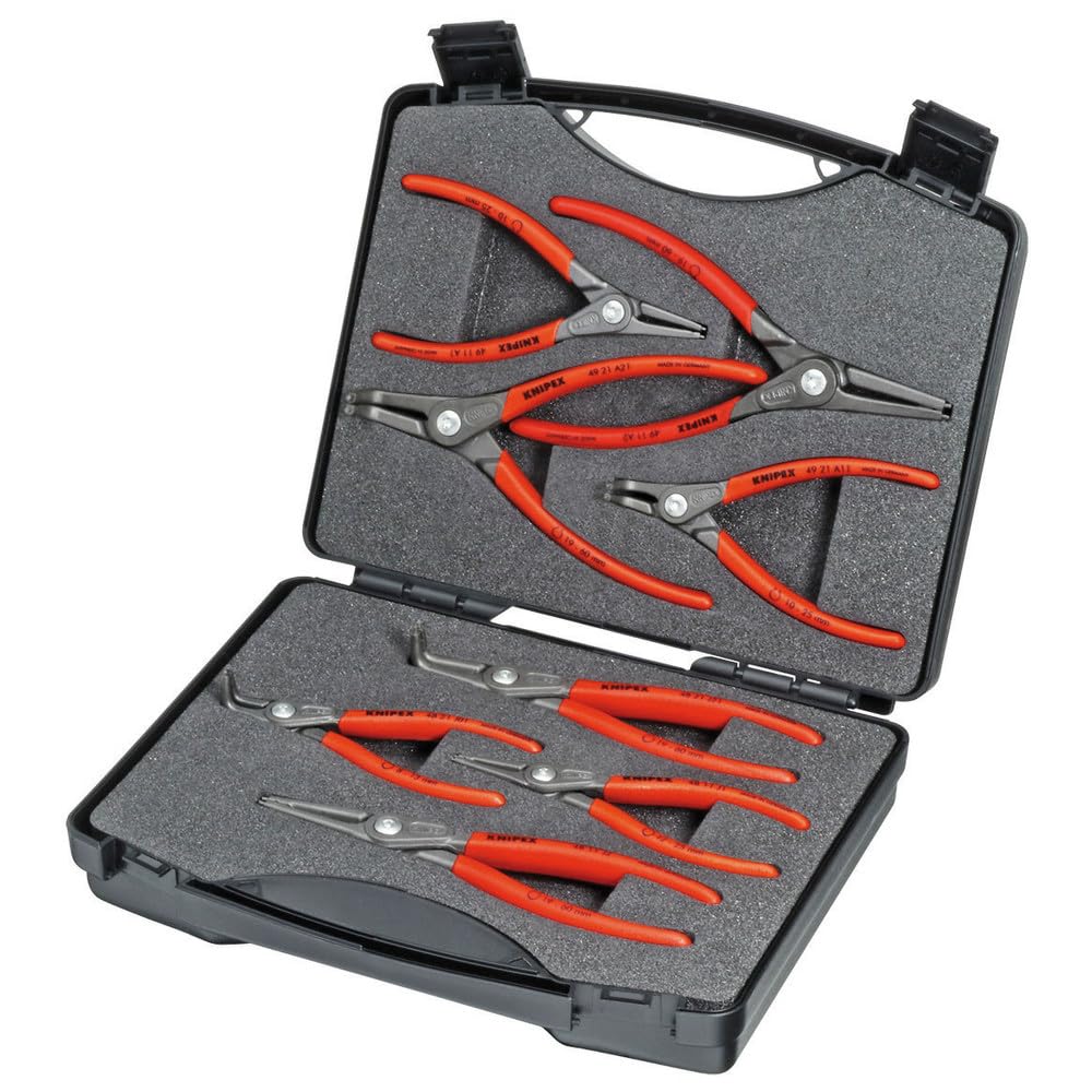 Knipex 00 21 25 Precision Circlip Pliers Set - 8 Piece Professional Snap Ring Pliers Kit for Automotive, Electronics & Industrial Maintenance | Perfect for Mechanics, Engineers & DIY Projects