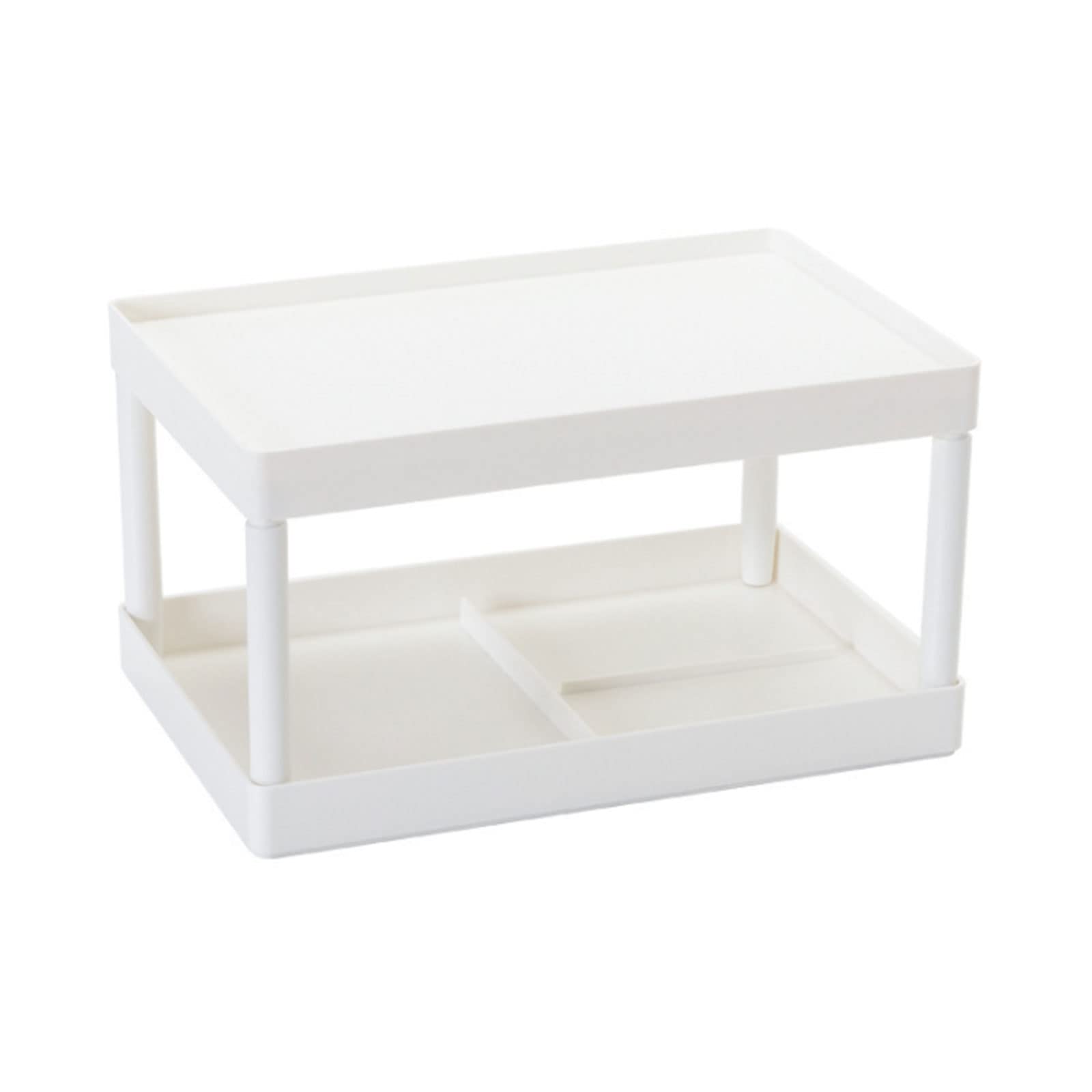 Mokyler White Storage Rack - 2-Tier Desktop Organizer Shelf with Removable Acrylic Trays | Perfect for Cosmetics, Office Supplies, Kitchen & Bathroom Organization | Ideal for Home, Dorm, Bedroom & Workspace Storage Solutions