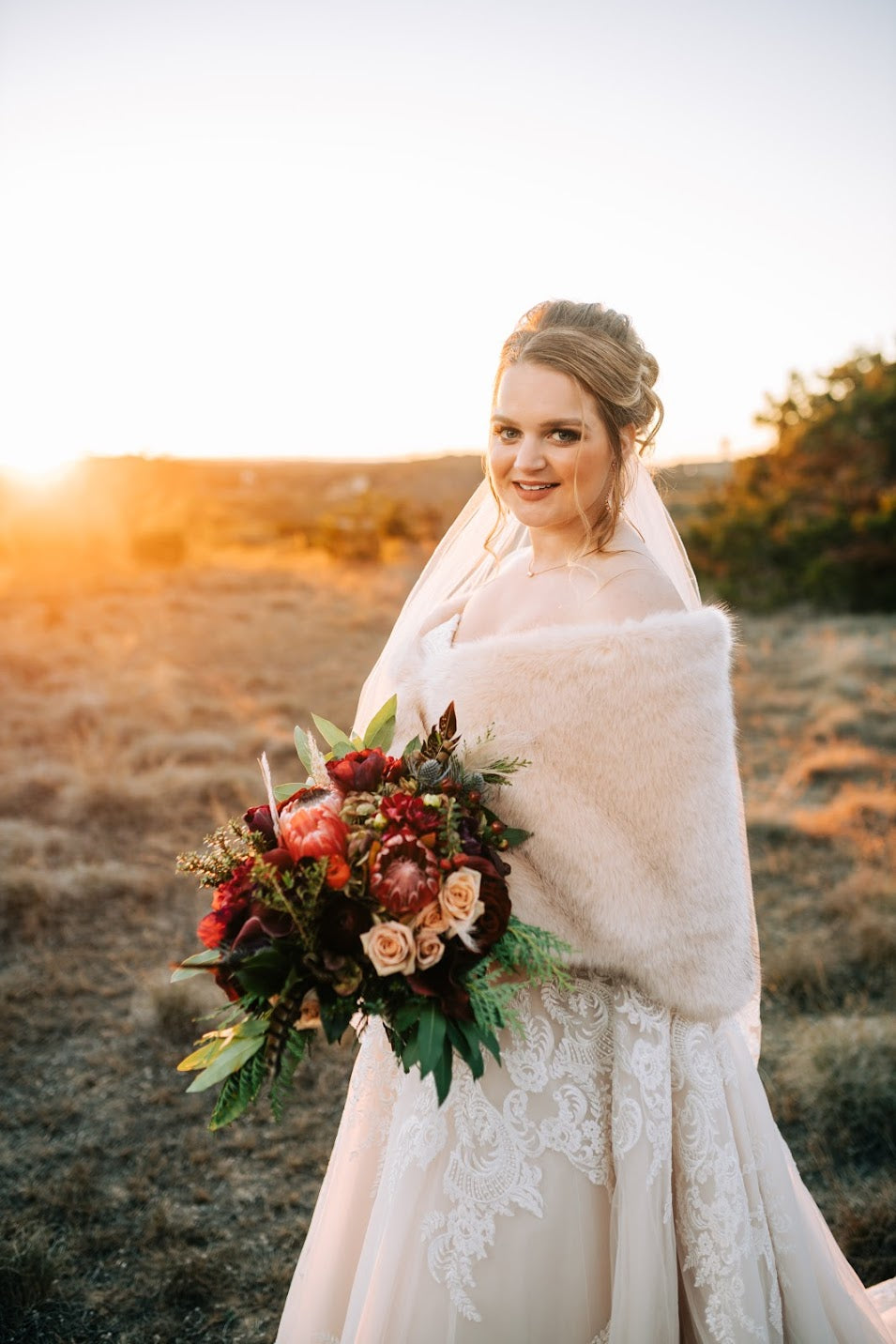 Blush Beige Fur Shawl Wrap - Elegant Butterfly Blu03 Design for Women | Perfect for Weddings, Parties & Winter Fashion