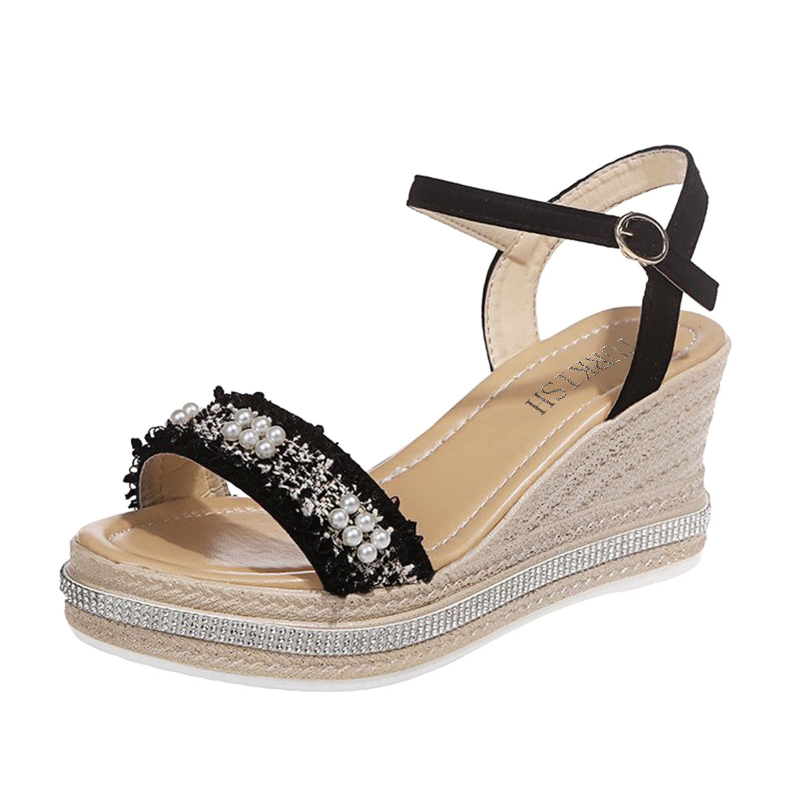 Women's Platform Wedge Sandals Size 9.5 - Pearl Brown Summer Fashion Sandals with Comfortable Cushioning | Perfect for Beach Vacations, Date Nights & Casual Outings