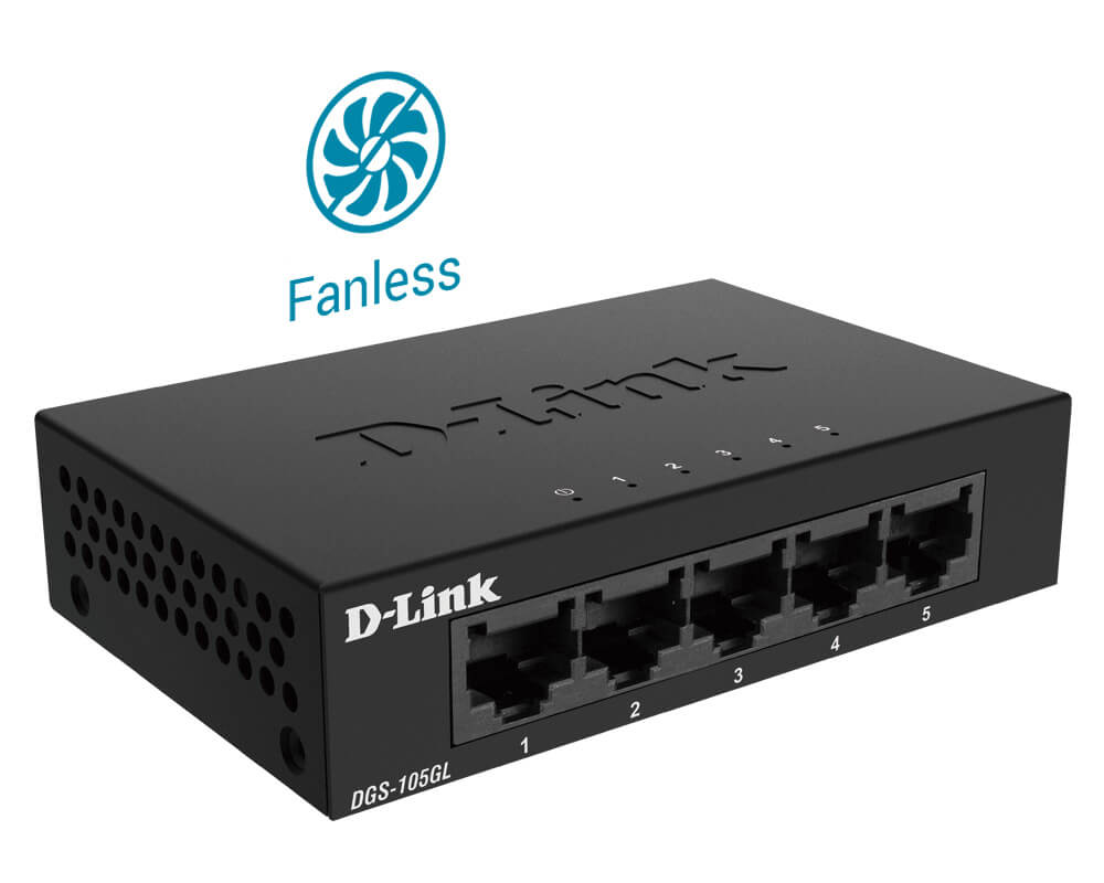 D-Link DGS-105GL 5-Port Gigabit Unmanaged Ethernet Switch - High-Speed Network Hub for Home Office, Gaming & Small Business Use
