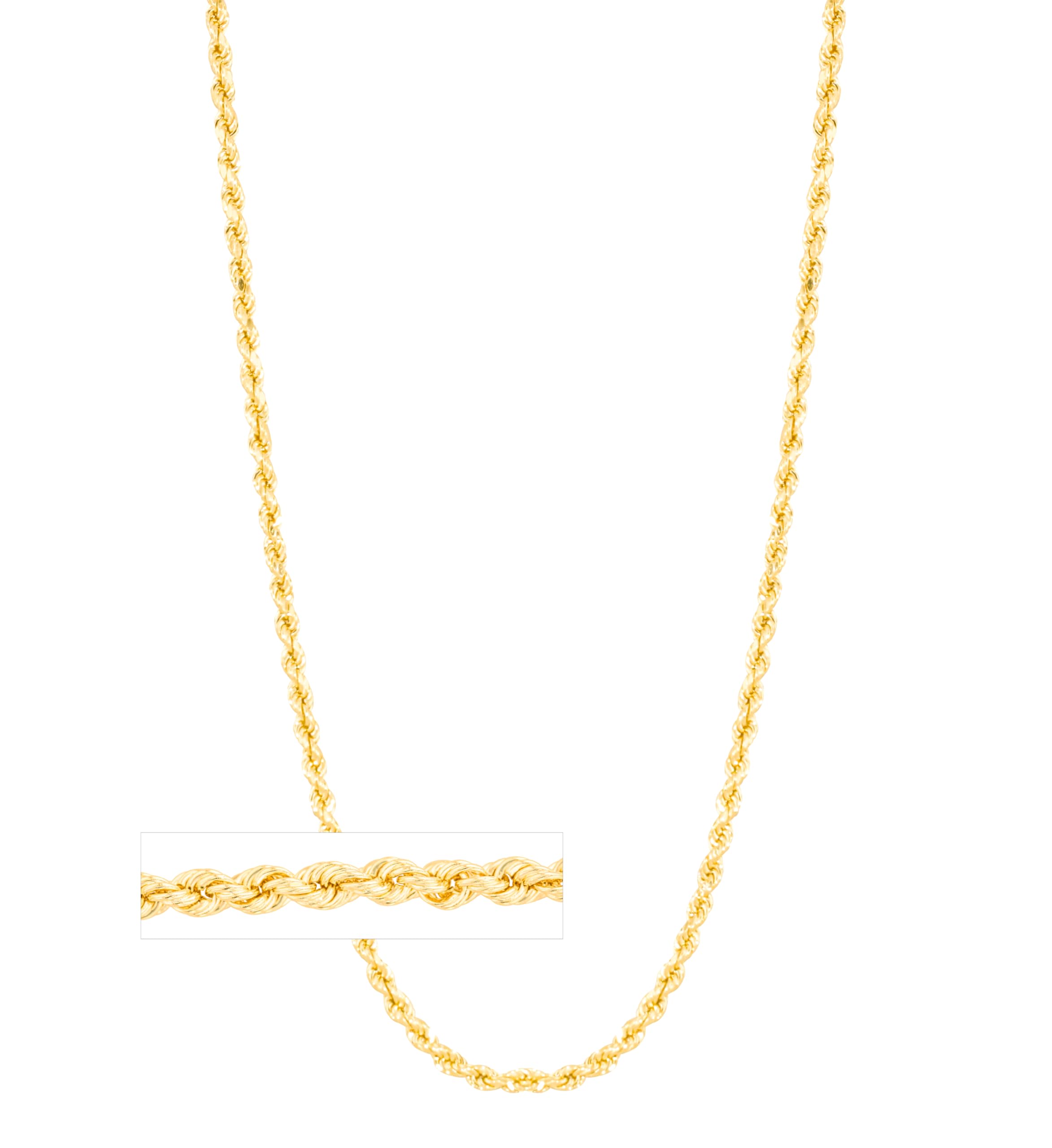 10K Yellow Gold 3mm Hollow Rope Chain Necklace for Women - Dainty & Lightweight Layering Jewelry - Perfect for Everyday Wear, Gifts & Special Occasions