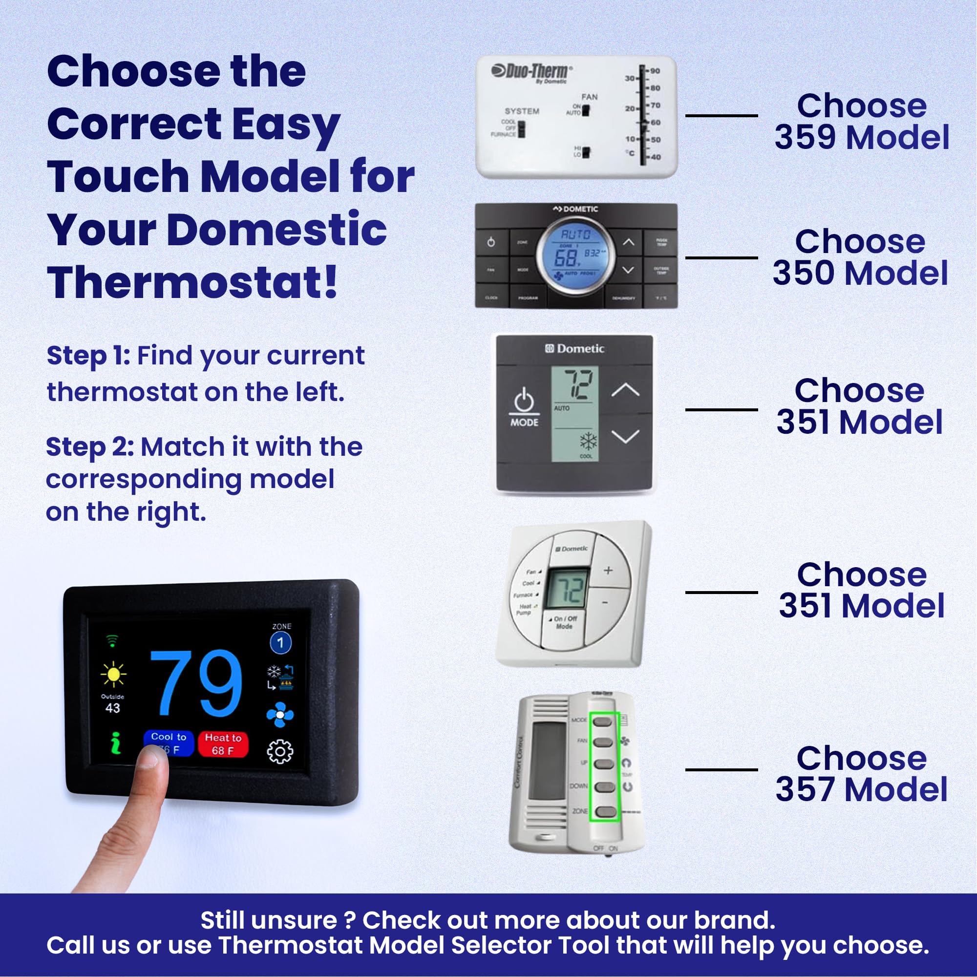 MICRO-AIR EasyTouch Digital WiFi & Bluetooth Thermostat - Programmable RV Thermostat Replacement for Dometic - Works with Heat & AC - Perfect for RV Camping & Outdoor Adventures (350 Black) | Smart Temperature Control for Your RV, Camper, or Tiny Home