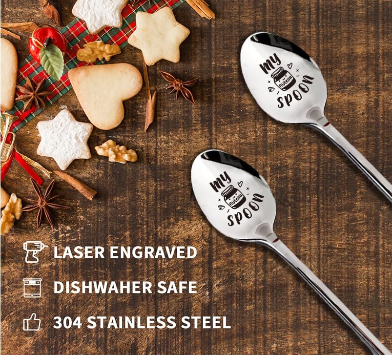 Stainless Steel Nutella Spoon - Perfect for Desserts, Cakes & Spreads - Unique Gift for Women, Men & Nutella Lovers - Birthday, Christmas, Thanksgiving, Graduation & Housewarming Present - Ideal for Kitchens, Picnics & Sweet Treat Moments