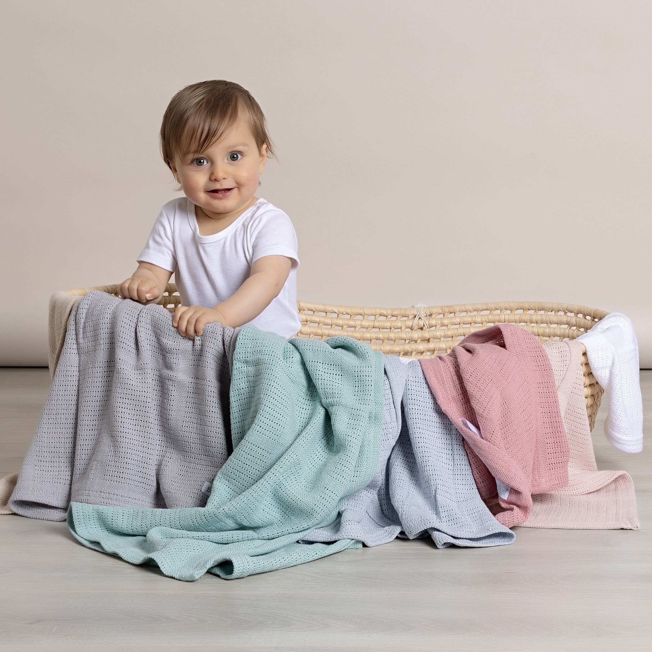 Nordic 2-Pack Soft Cellular Blanket - Breathable Baby Blanket Set in Grey & Sand Colors | Perfect for Nursery, Stroller, and Swaddling