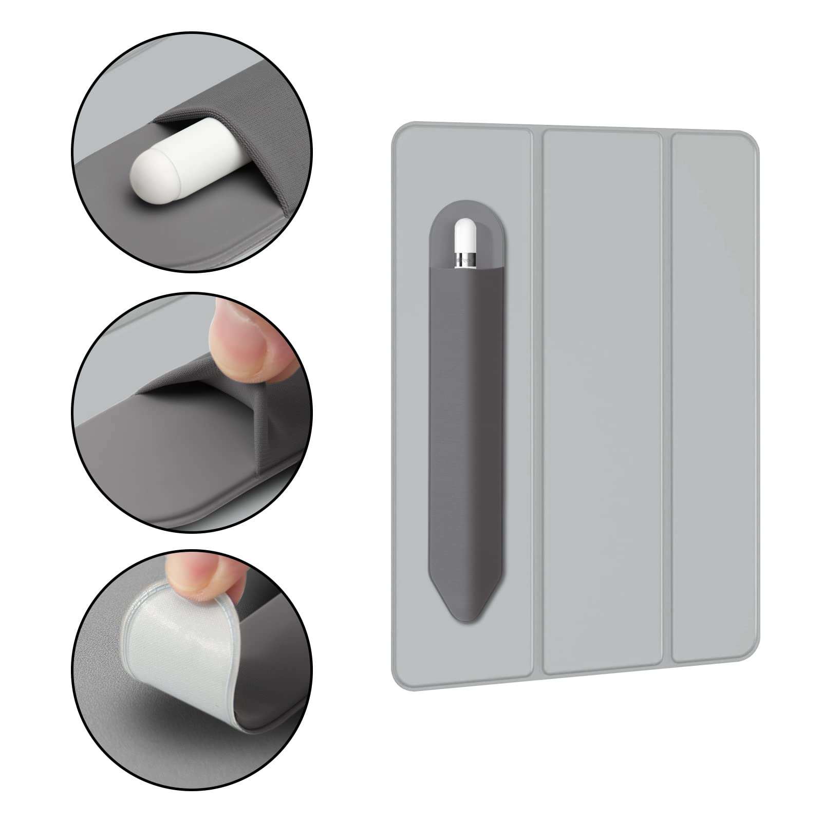 Apple Pencil Holder 3-Pack for 1st/2nd Gen - Gray Stylus Sleeve for Artists & Students