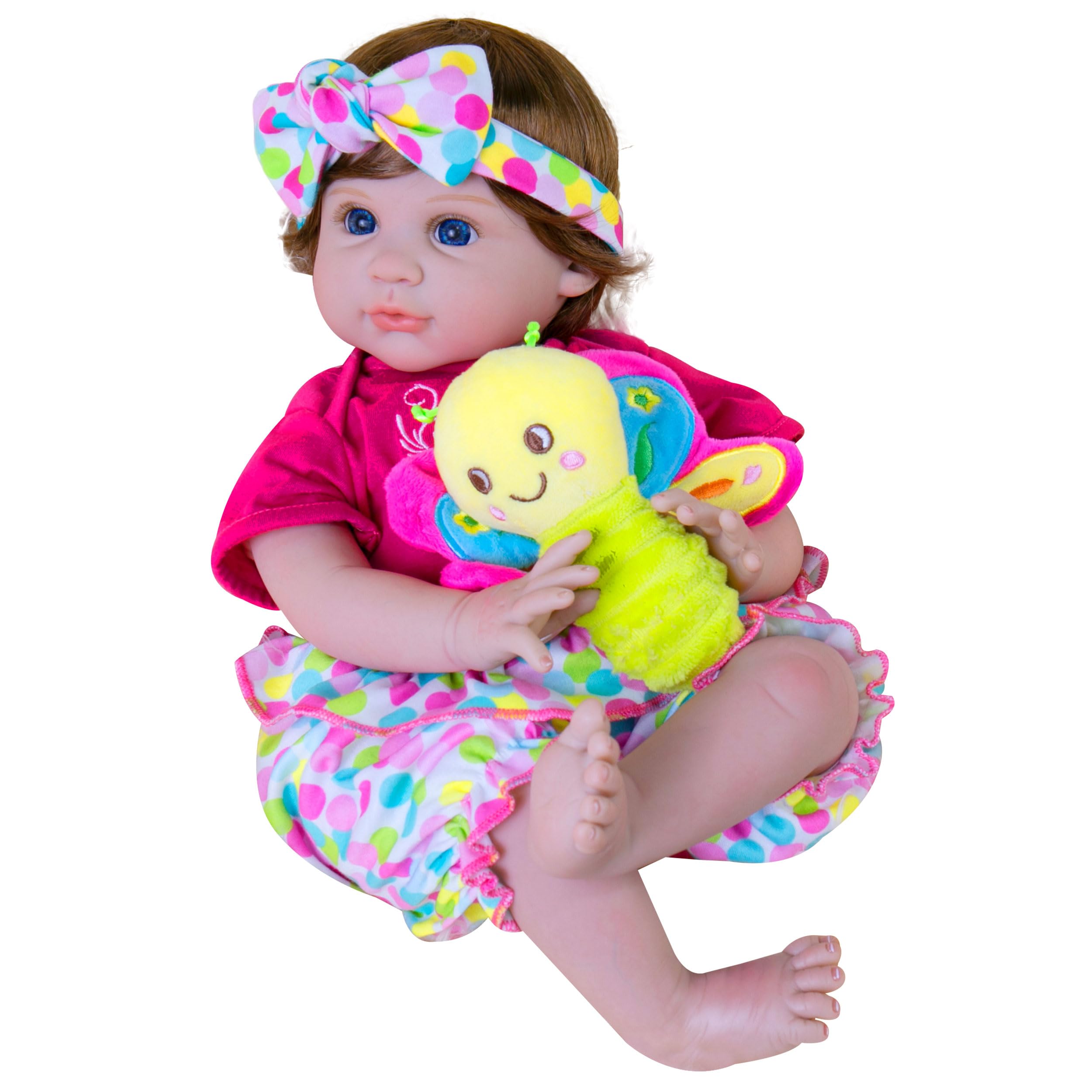 Milidool 22 Inch Realistic Silicone Reborn Baby Doll - Lifelike Newborn Girl Doll with Butterfly Theme & Feeding Set | Perfect Gift for Kids 3+ | Role Play, Pretend Play & Early Childhood Development