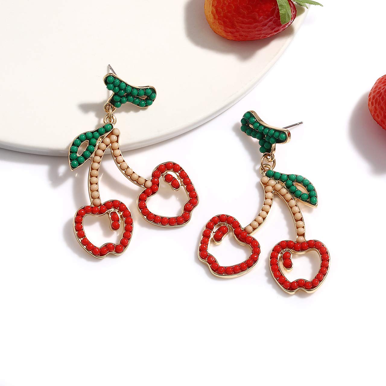 Handmade Boho Beaded Drop Earrings for Women - Tropical Fruit & Flamingo Seed Bead Dangle Earrings - Perfect for Summer, Beach Vacations & Boho Fashion Accessories