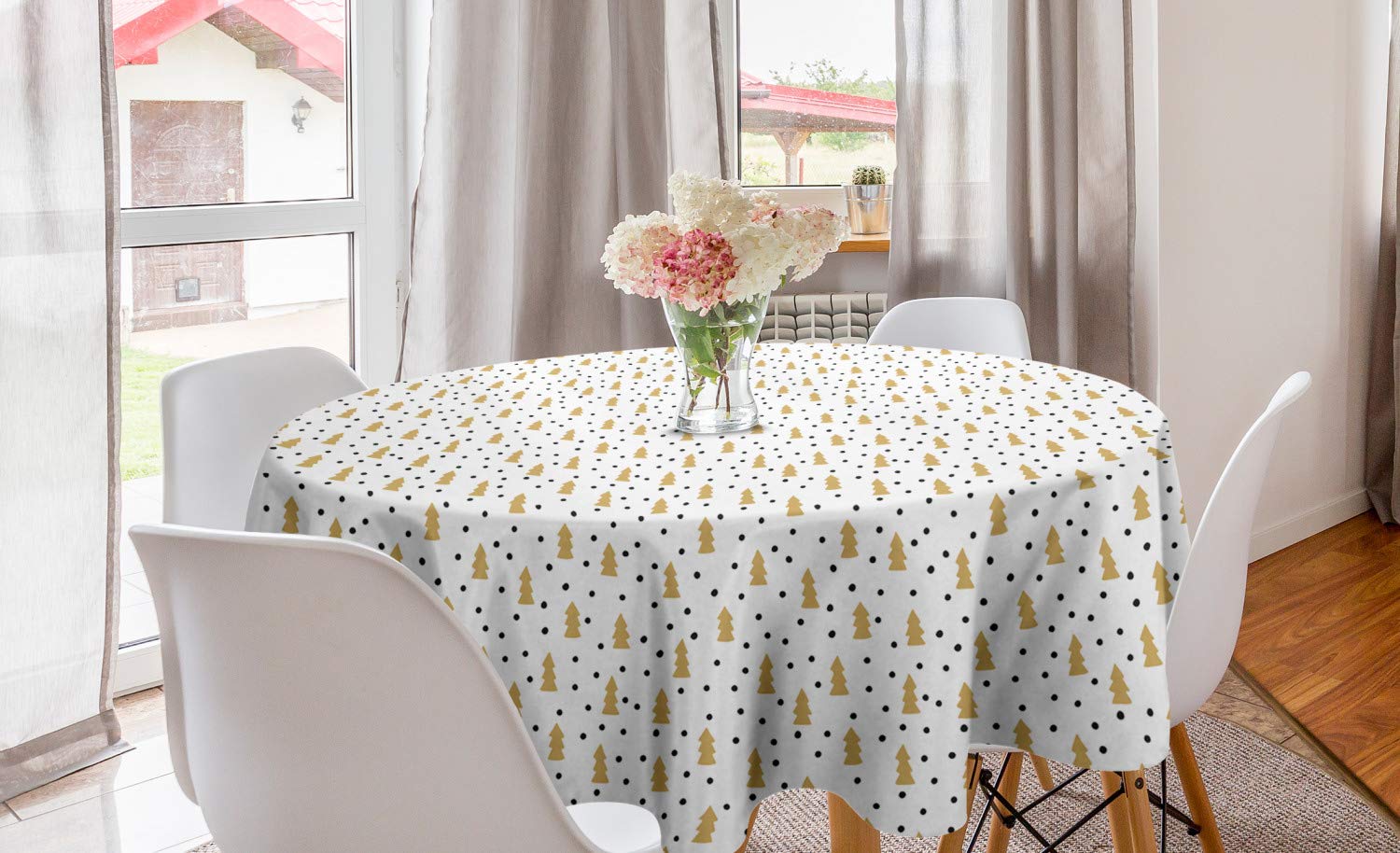 Ambesonne Christmas Round Tablecloth 60