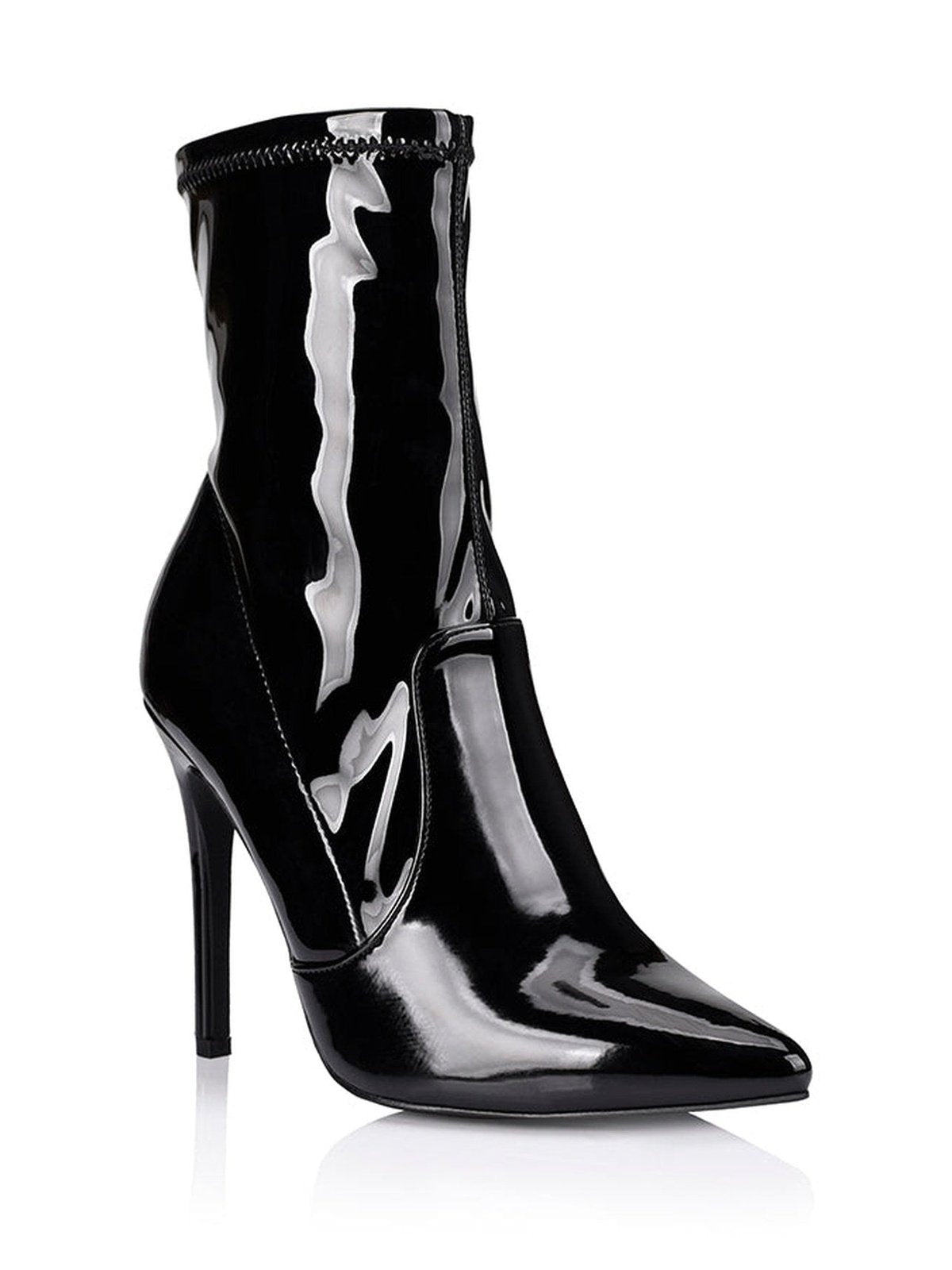 Saskia Women's Black Patent Leather Ankle Boots with Stretch Comfort - Perfect for Office, Casual Outfits & Evening Wear