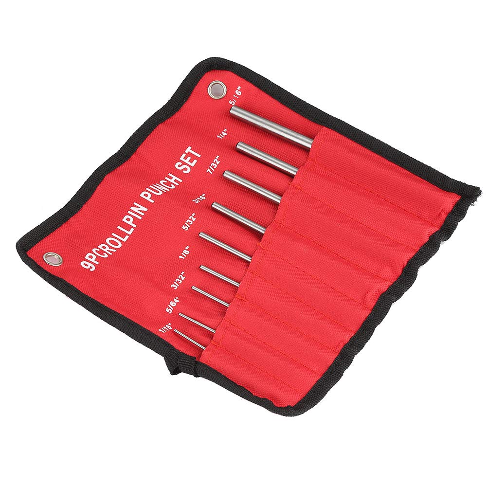 HEEPDD 9-Piece Roll Pin Punch Set - Premium Steel Gunsmith Tool Kit with Zippered Case for Automotive, Watch & Jewelry Repair | Perfect for DIY Crafts, Firearm Maintenance & Watchmaking Projects