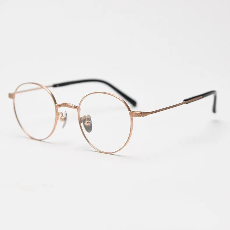 CCspace Unisex Full Rim Round Titanium Eyeglasses Frame - Lightweight Durable Glasses for Men & Women - Perfect for Reading, Driving & Daily Wear (Model 300779)