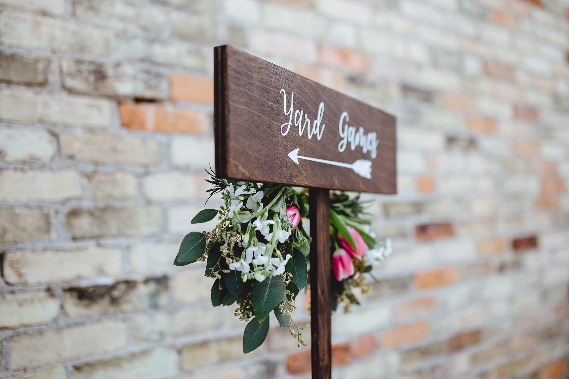 Rustic Wooden Directional Arrow Sign for Wedding Yard Games - Handmade Woodland Wedding Decor - Perfect for Outdoor Weddings, Receptions & Backyard Parties