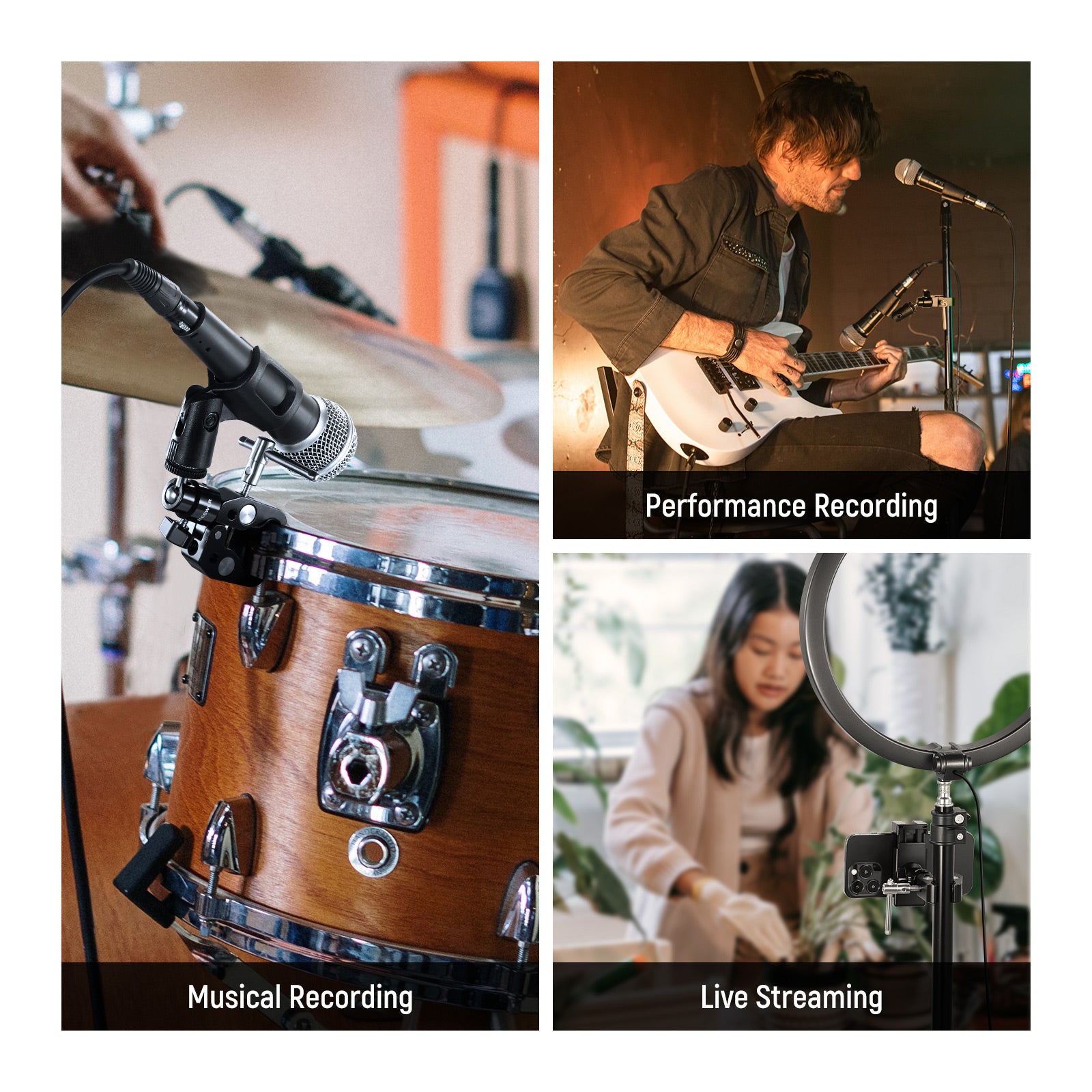 NEEWER ST48 Crab Clamp with Mini Ball Head - Adjustable Microphone Mount for DSLR Camera, Studio Recording, Podcasting & Vlogging