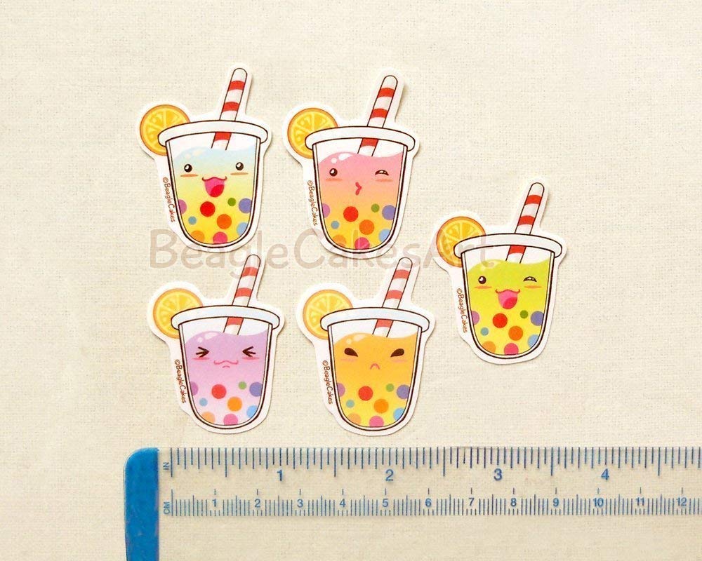 Rainbow Bubble Tea Stickers - Kawaii Cute Drink Stickers for Planners, Journals, Scrapbooks | Funny Gifts & Party Favors | Perfect for DIY Crafts, Water Bottles, Laptop Decoration