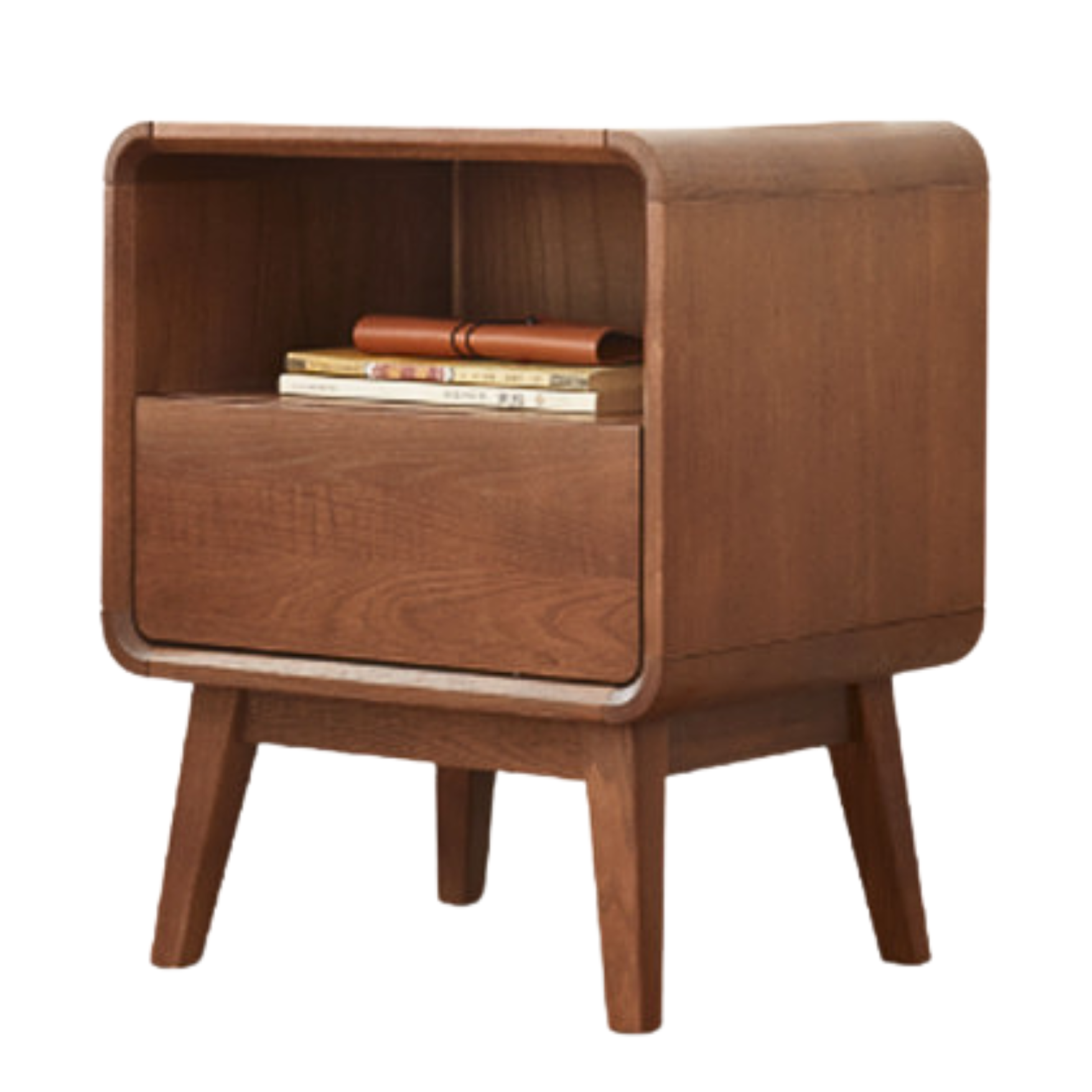 Premium Black Walnut & Ash Solid Wood Modern Nightstand - Stylish Bedside Table for Bedroom, Living Room, or Office