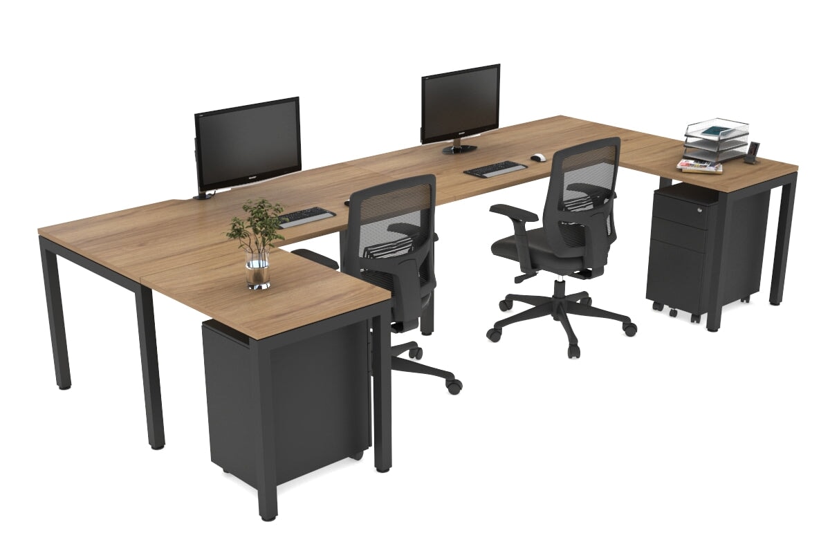 Quadro Square Legs 2-Person Corner Workstation Desk - U-Shaped Black Frame [1800L x 1800W] with Cable Management - Perfect for Office & Home Workspace Setup