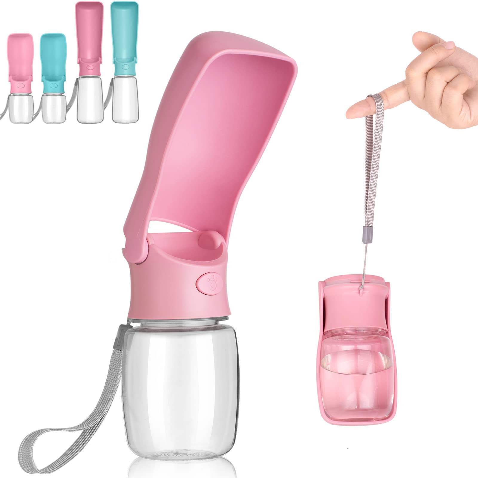 Foldable Dog Water Bottle - Portable Pet Water Dispenser for Dogs & Cats | Leak Proof, BPA-Free, Food Grade Plastic | Ideal for Outdoor Walking, Hiking, Travel, Camping & Daily Use (Pink)