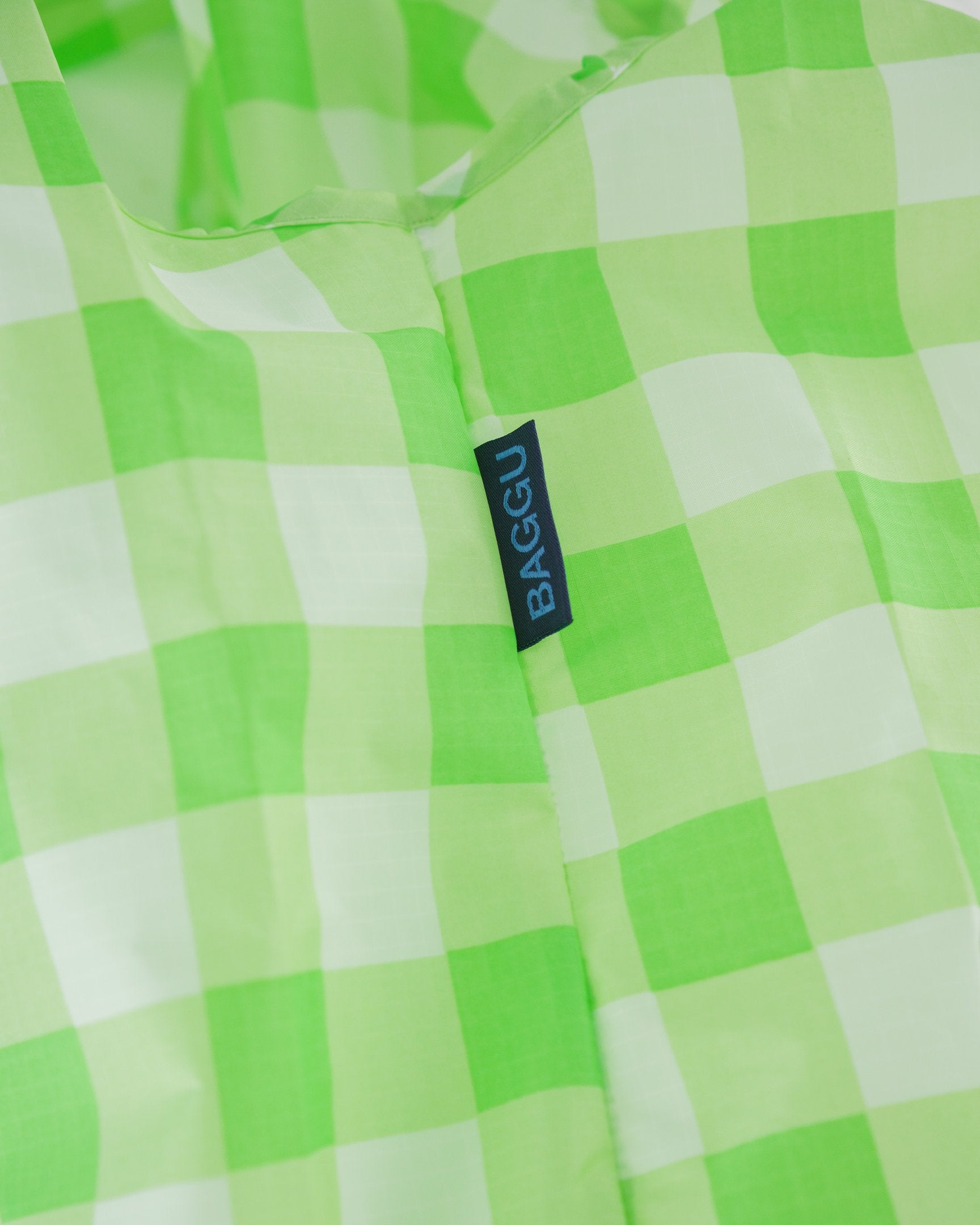 Baggu Standard Reusable Shopping Bag - Large Size, Checkered Lime Green Pattern - Eco-Friendly Grocery Tote for Shopping, Beach & Daily Use