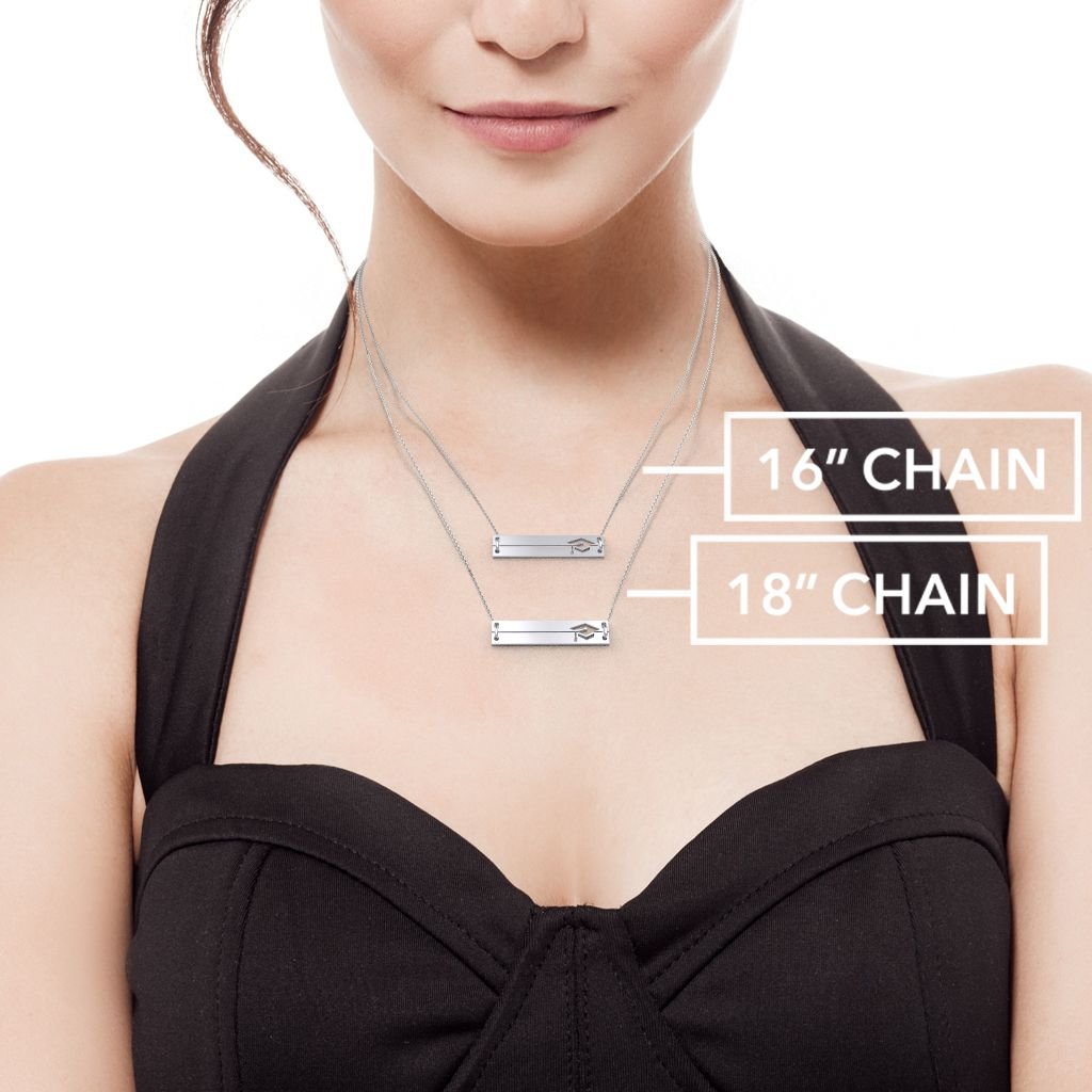 10K Gold Engravable Double Bar Graduation Necklace - Personalized Gift for Graduates | Perfect for High School & College Commencement Ceremonies, Graduation Parties & Keepsake Jewelry