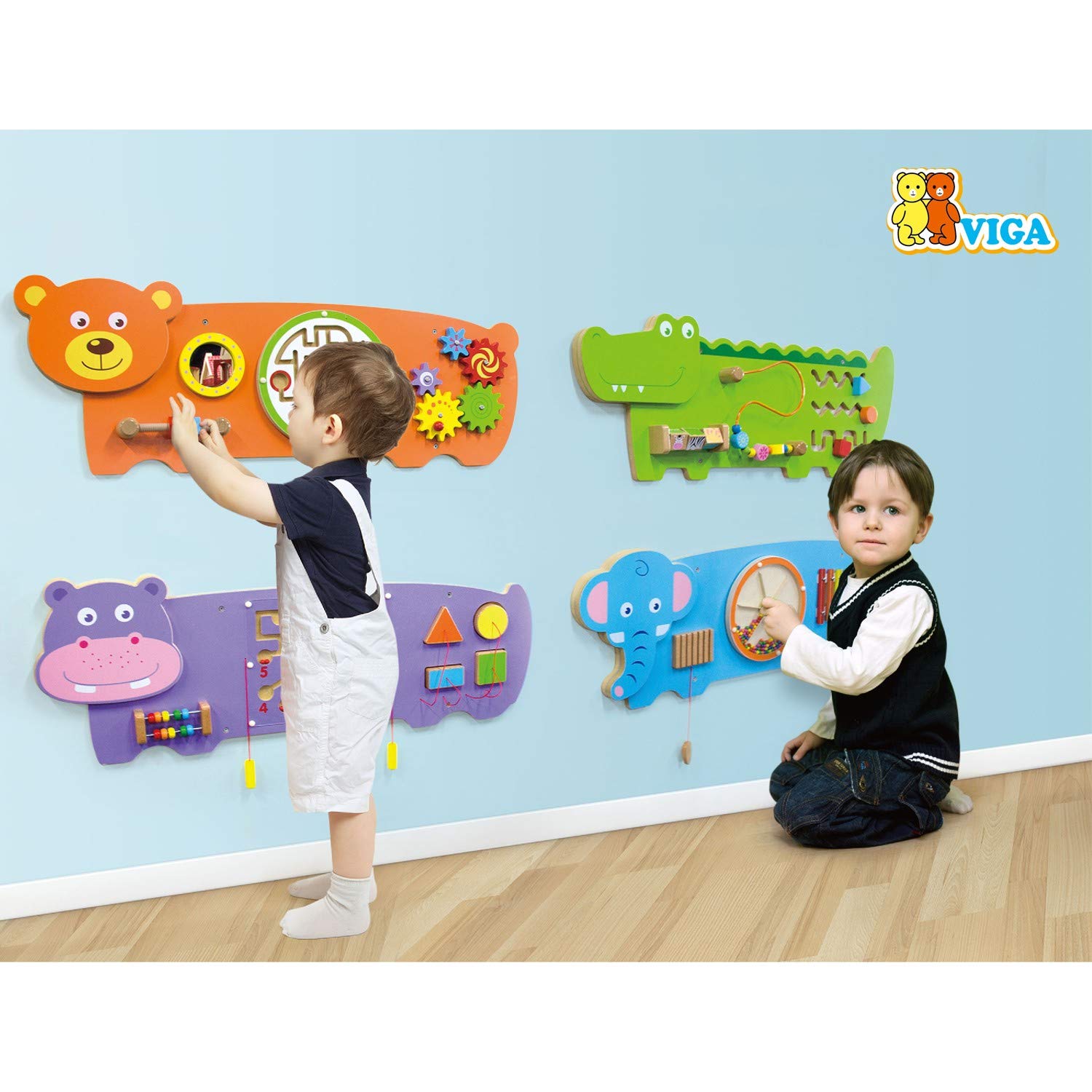 Viga Toys Wooden Crocodile Wall Toy - Educational Montessori Animal Puzzle for Toddlers & Kids - Fun Learning Activity for Home & Classroom (Model 50469)