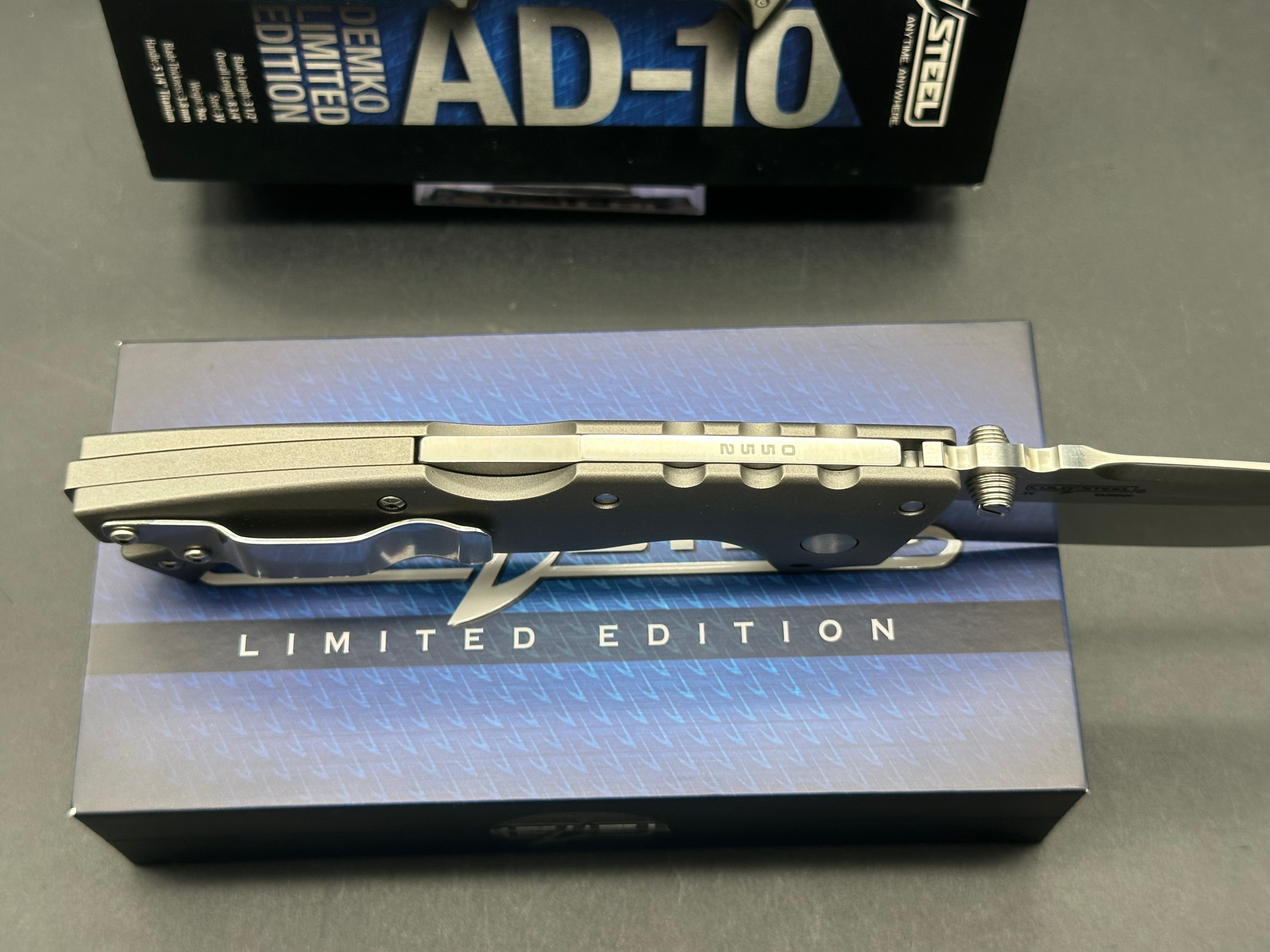 Cold Steel AD-10 Limited Edition Titanium Folding Knife - CPM 3V Satin Blade for Outdoor Camping, Hunting & Survival Gear
