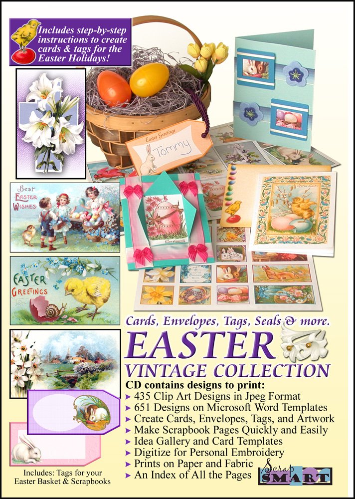 ScrapSMART Easter Vintage Digital Collection - Printable Cards, Envelopes, Tags & Seals for Mac Download | Perfect for DIY Crafts, Scrapbooking & Holiday Decorations