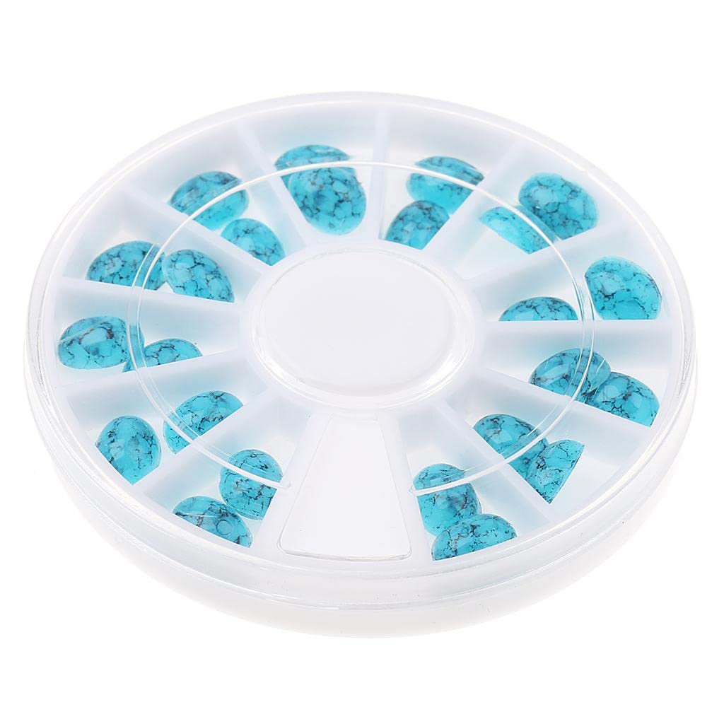 3D Nail Art Stickers - DIY Glitter Decals for Nails | Oval Diamond Shaped Blue Rhinestones | Perfect for Manicures, Nail Extensions & Salon Designs