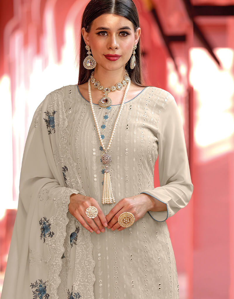 Beige Georgette Straight Leg Pants for Women - Elegant Office Wear & Casual Outfits